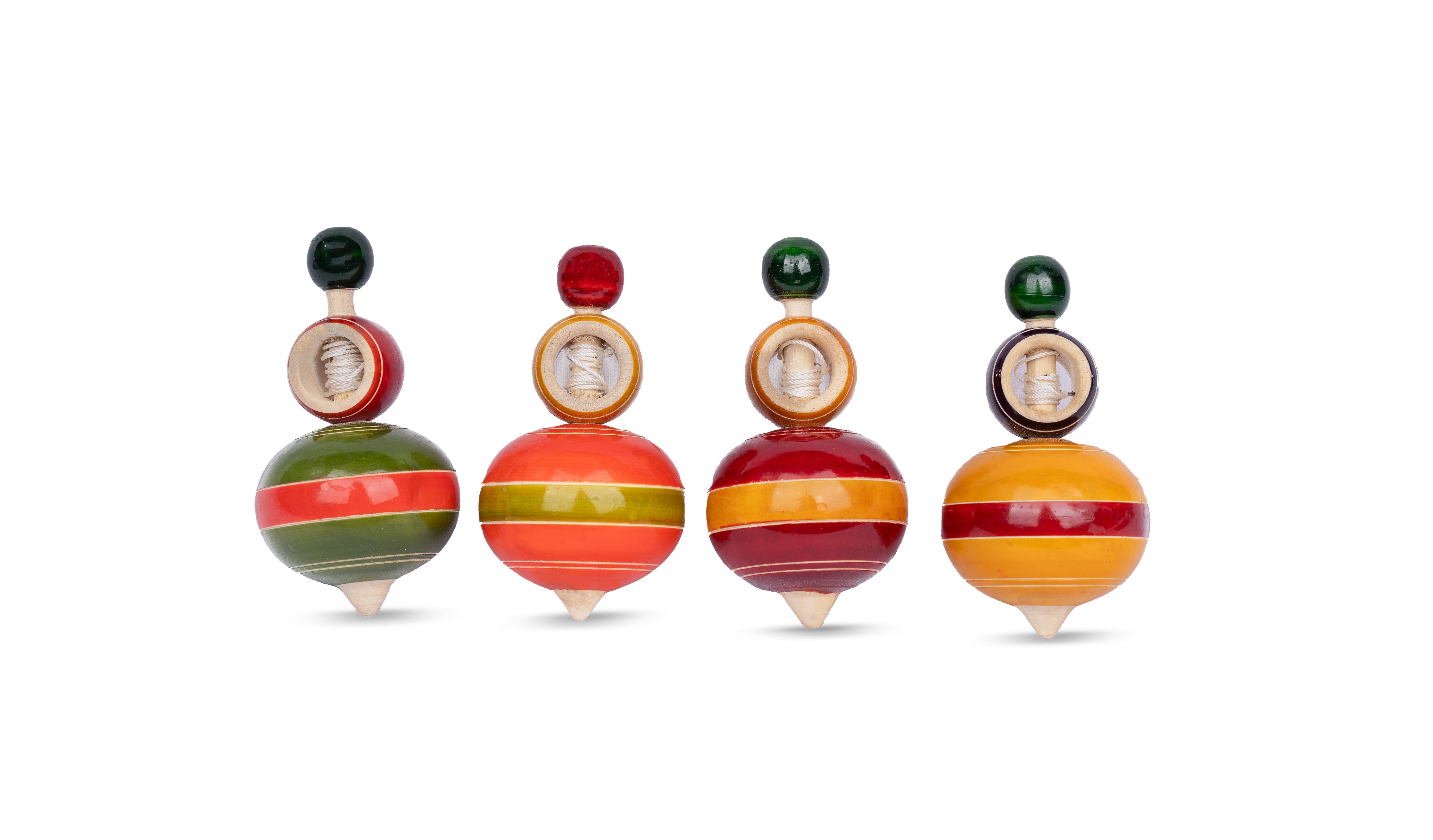 Wooden Lattu | Wooden Spinning Tops Toys |  Multicolor | Pambaram