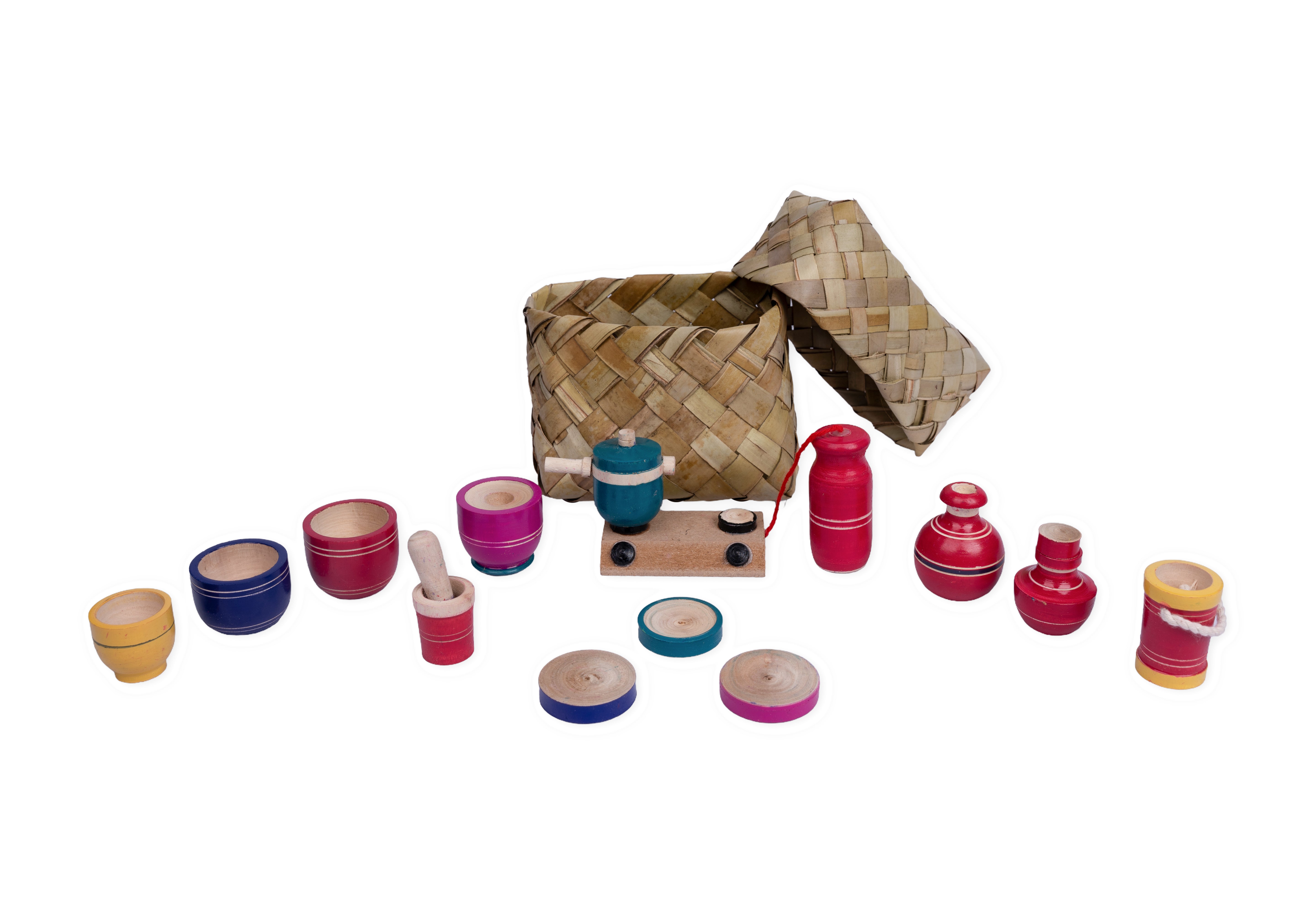 Wooden bucket model kitchen toy