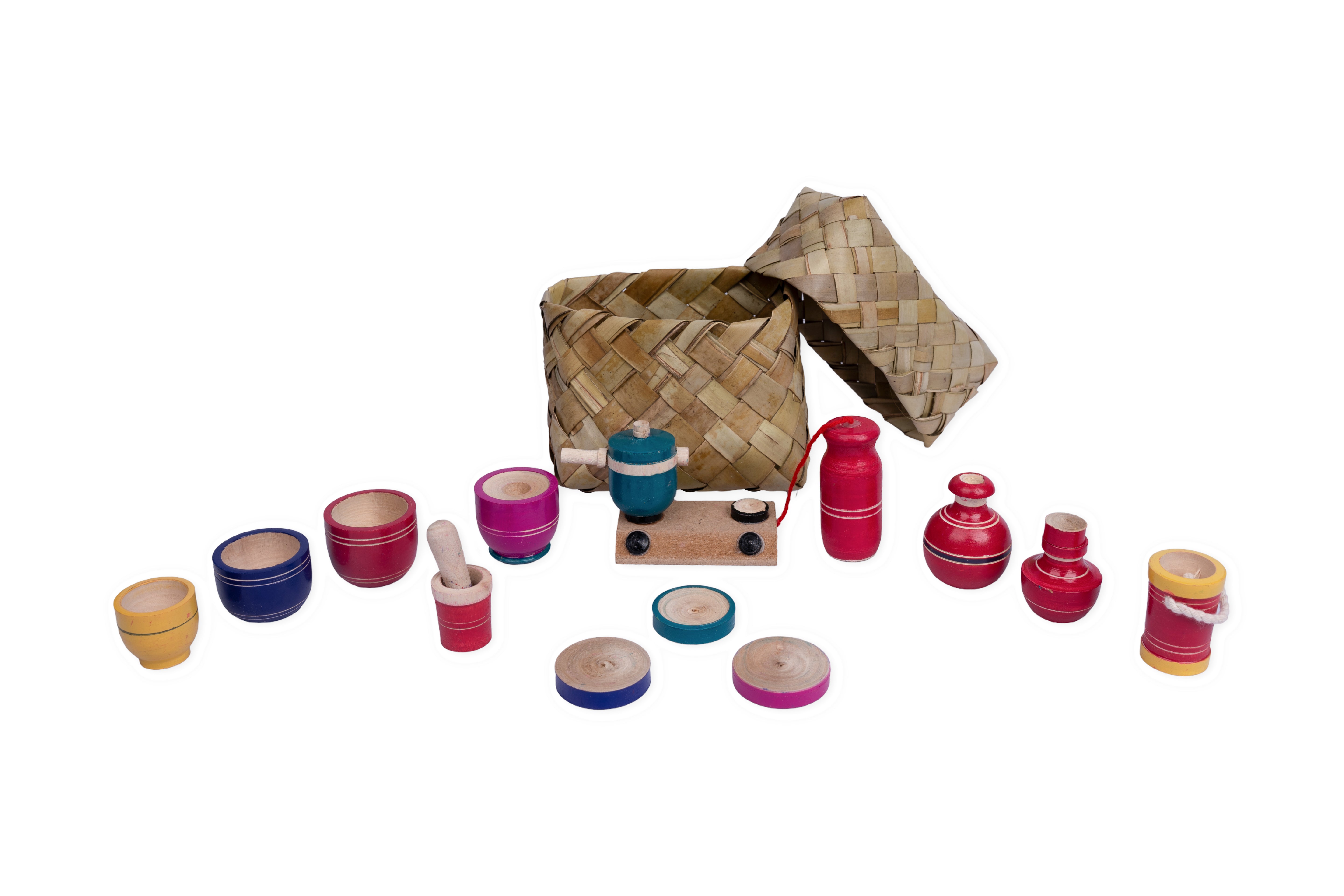 Wooden bucket model kitchen toy