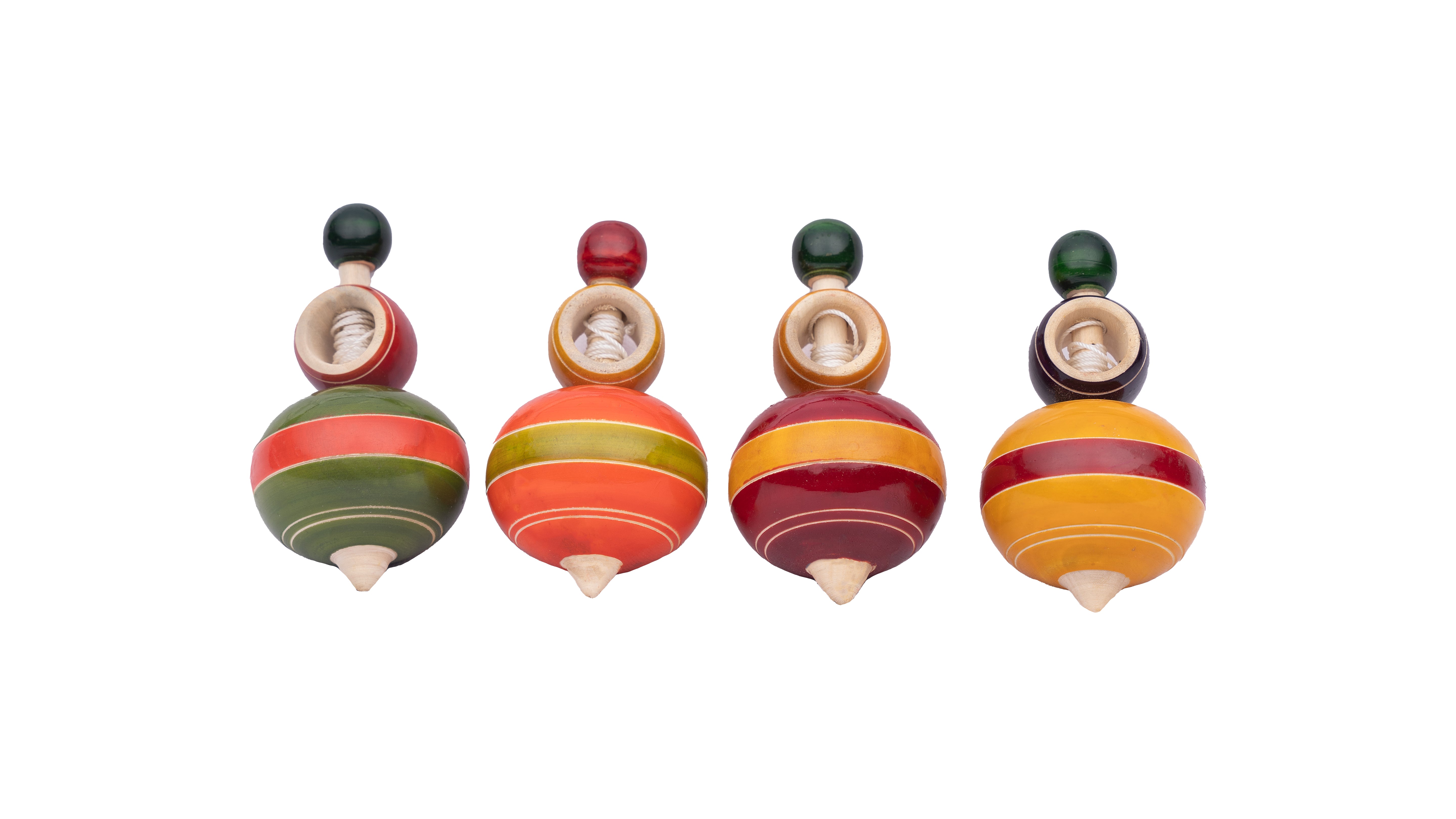 Wooden Lattu | Wooden Spinning Tops Toys |  Multicolor | Pambaram