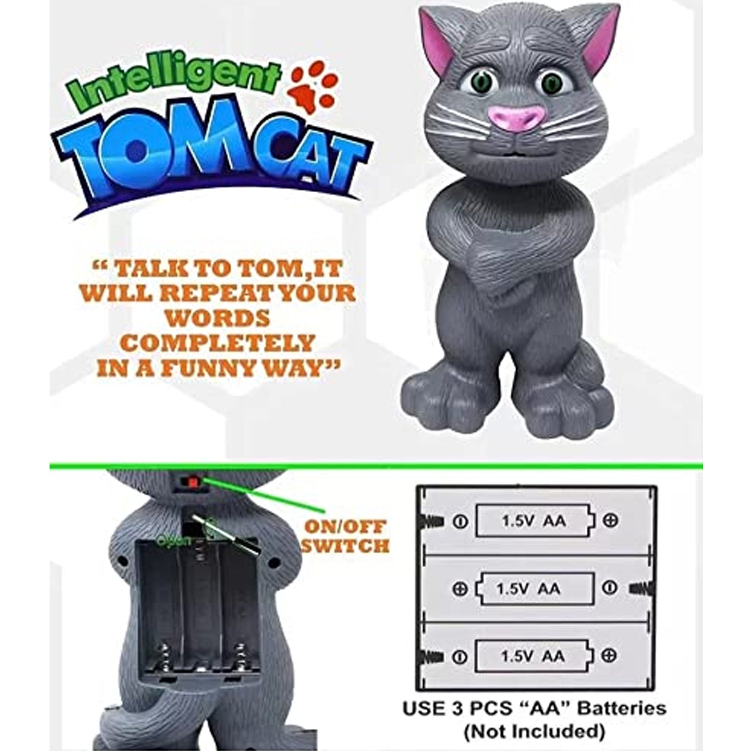 Talking Mimicry Touching Tom Cat Intelligent Interactive Toy With Wonderful Voice For Kids Children Playing And Home Decorate.