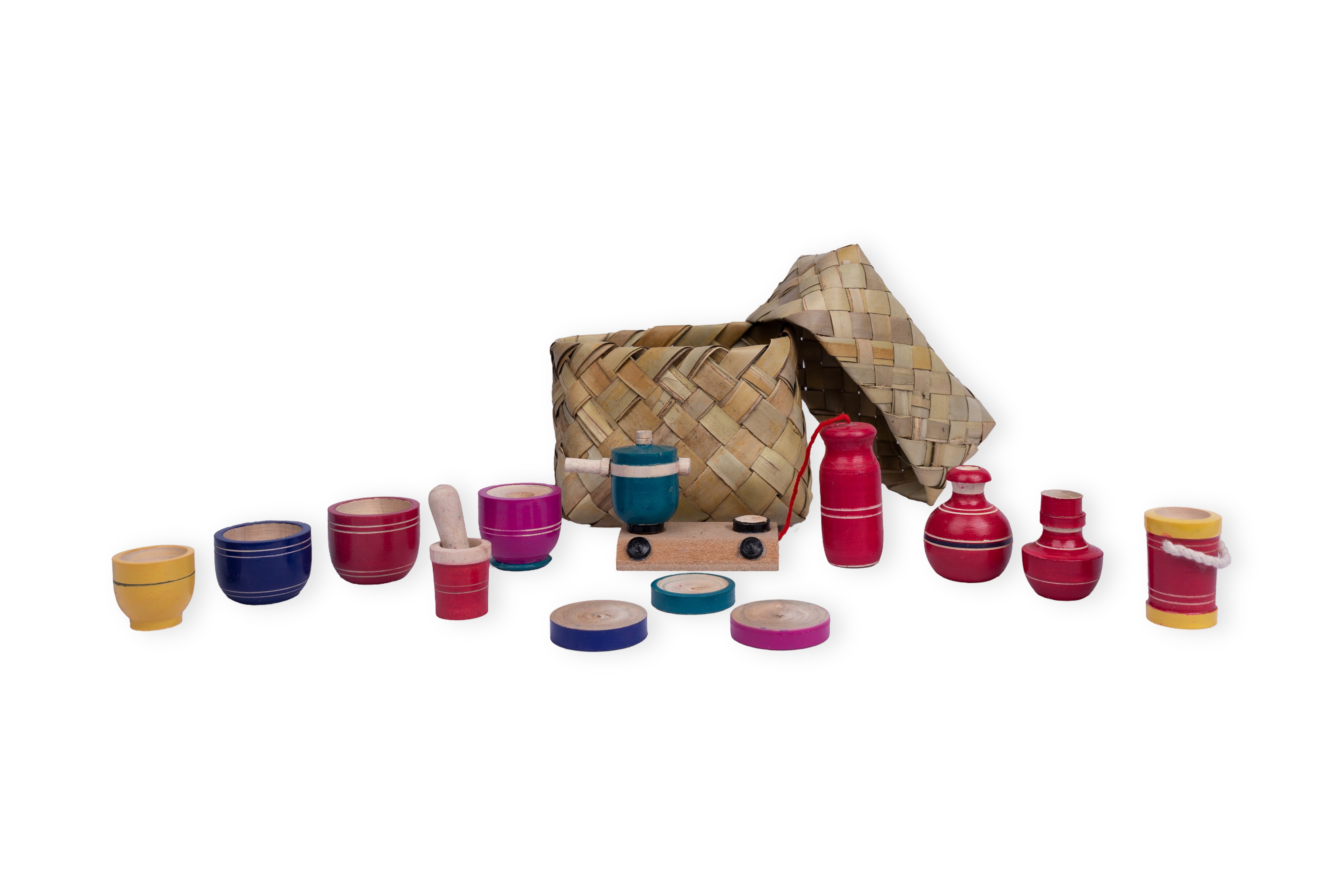 Wooden bucket model kitchen toy