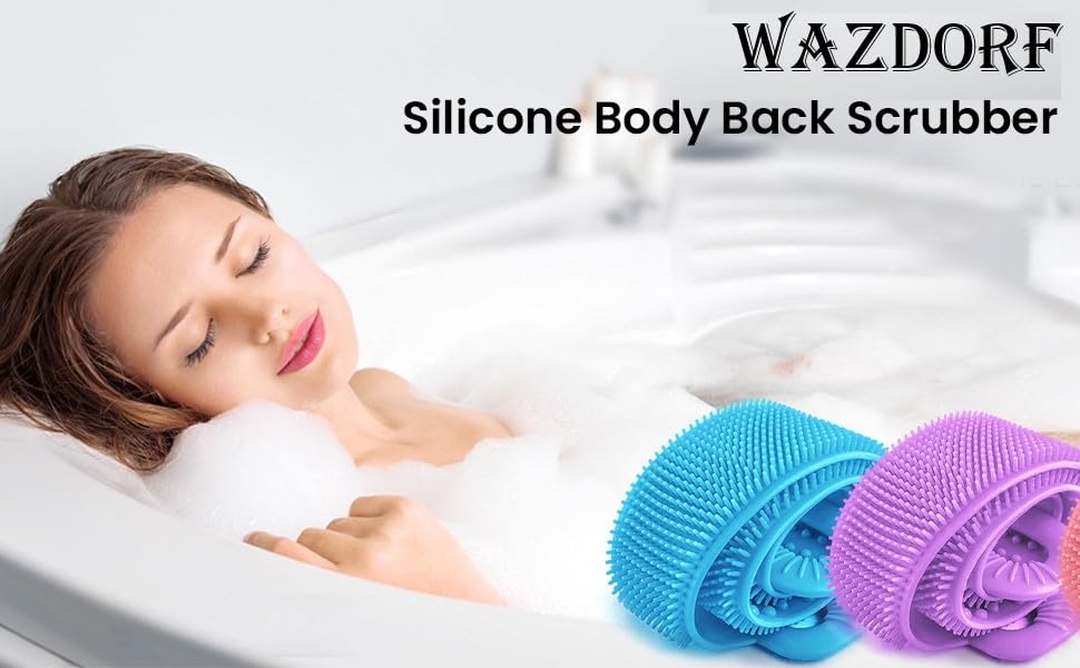 Silicone Body Back Scrubber, Double Side Bathing Brush for Skin Deep Cleaning Massage