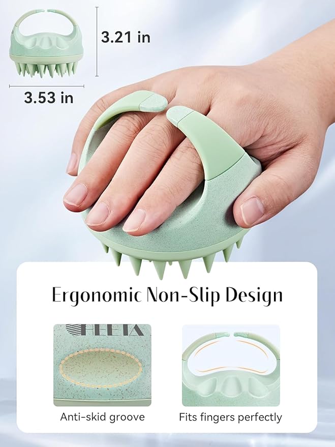 Silicone Scalp Massager & Shampoo Cleansing Brush (Pack of 2 ) Green & Black