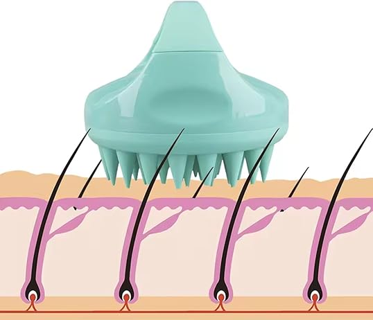 Silicone Scalp Massager & Shampoo Cleansing Brush (Pack of 1 ) Green