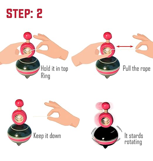 Wooden Lattu | Wooden Spinning Tops Toys |  Multicolor | Pambaram