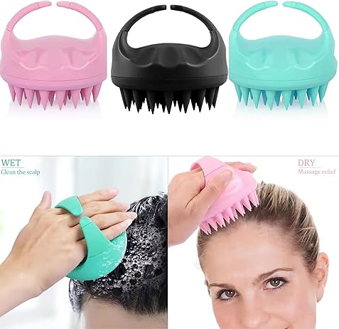 Silicone Scalp Massager & Shampoo Cleansing Brush (Pack of 1 ) Green