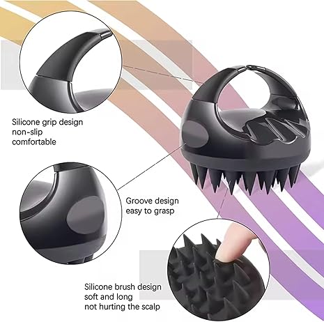 Silicone Scalp Massager & Shampoo Cleansing Brush (Pack of 1 ) Black