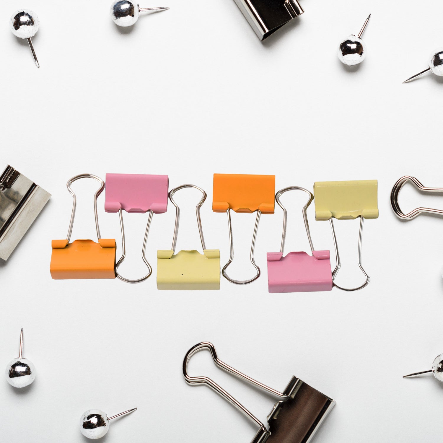 Binder Clips Paper Clips Push Pins For Office And School Supplies (68 Pcs Set)