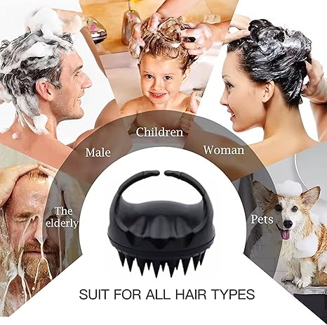 Silicone Scalp Massager & Shampoo Cleansing Brush (Pack of 1 ) Black