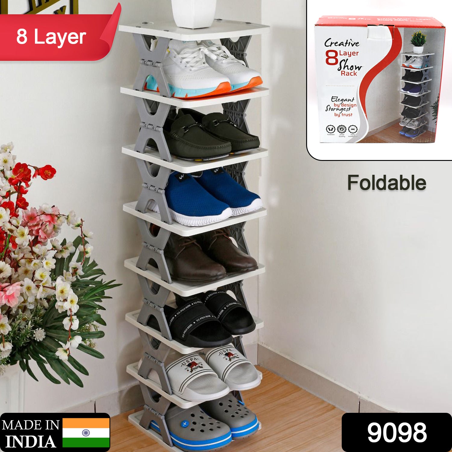 Smart Shoe Rack With 8 Layer Shoes Stand Multifunctional Entryway Foldable  Collapsible Door Shoe Rack Free Standing Heavy Duty Plastic Shoe Shelf Storage Organizer Narrow Footwear Home