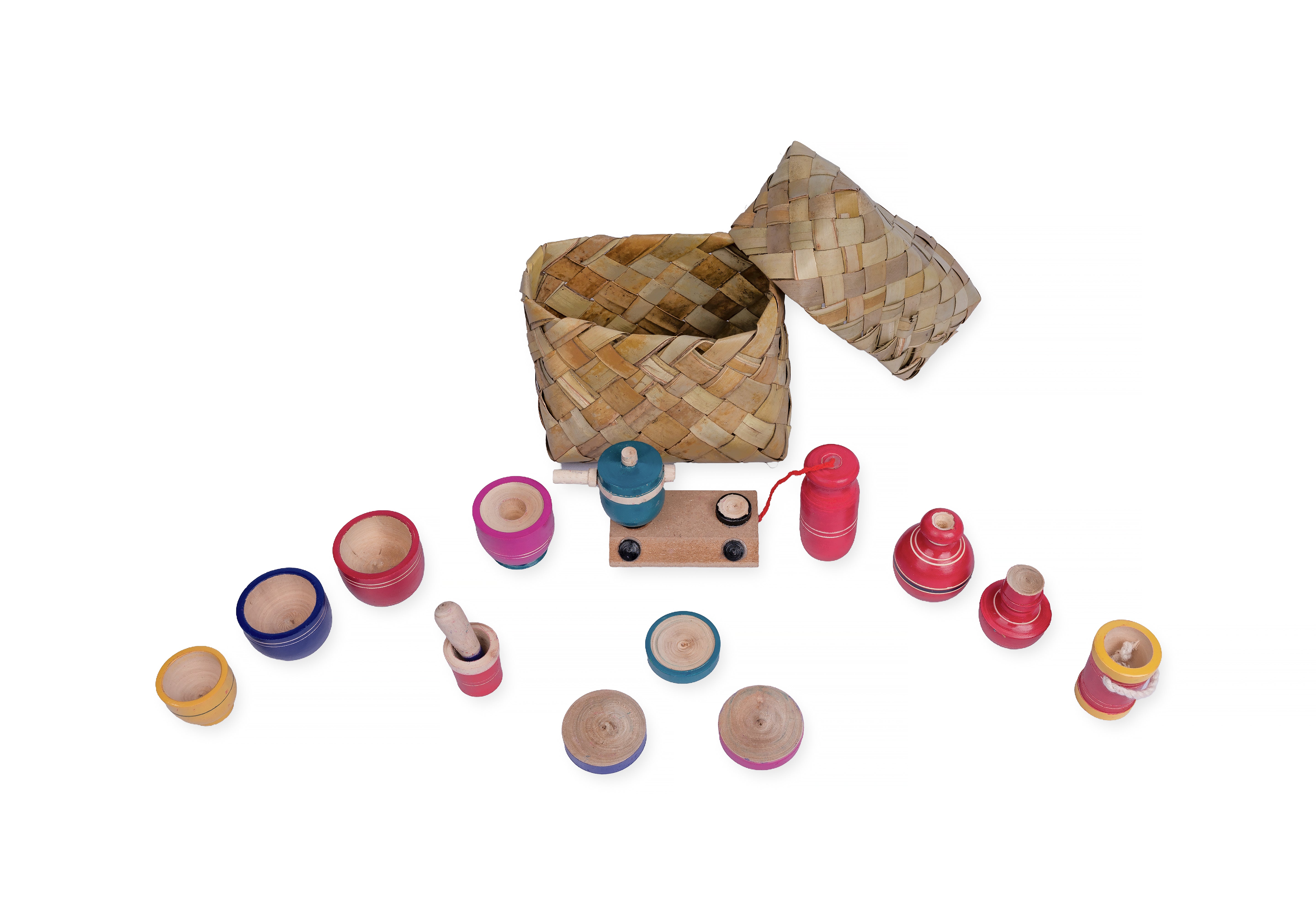 Wooden bucket model kitchen toy