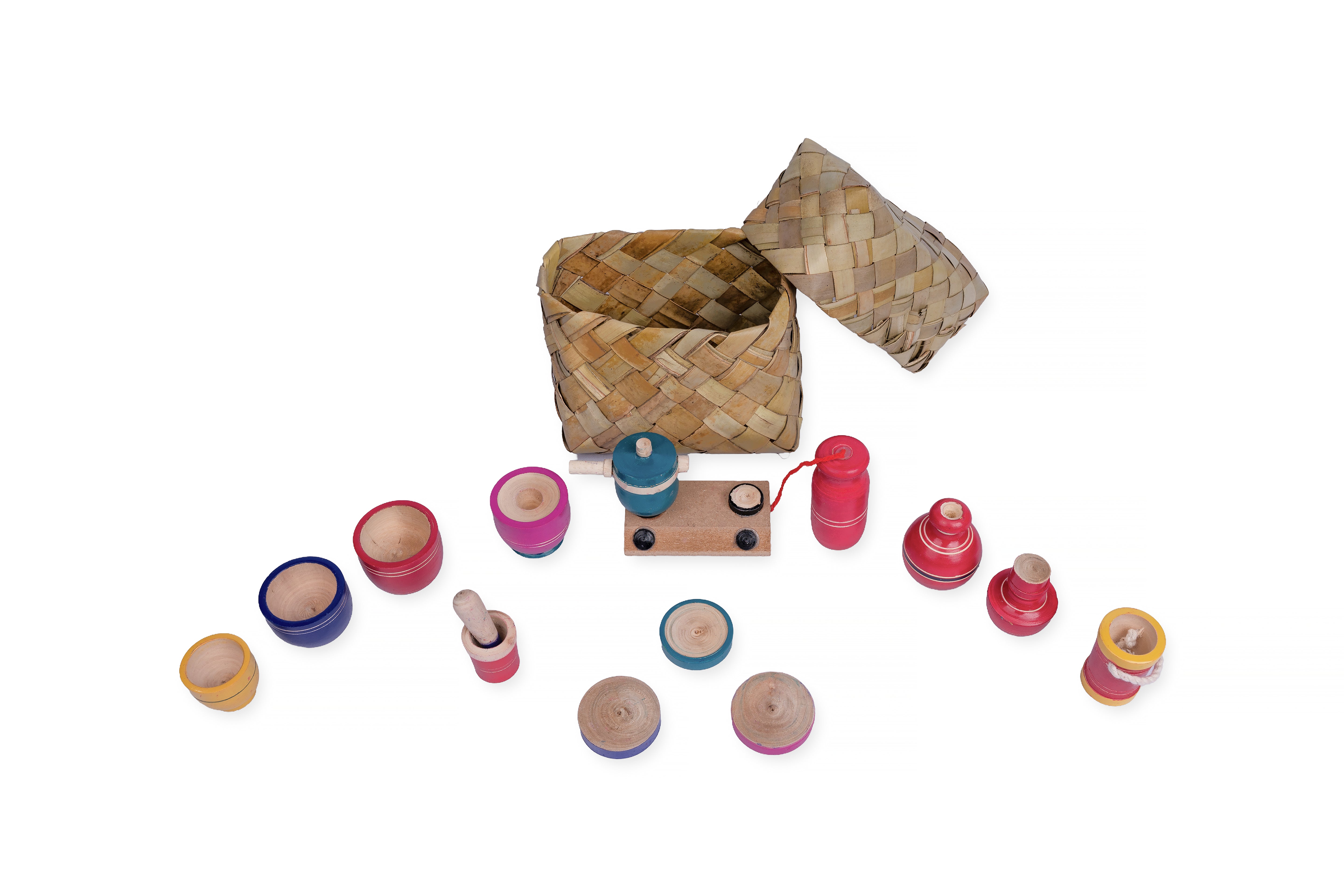 Wooden bucket model kitchen toy