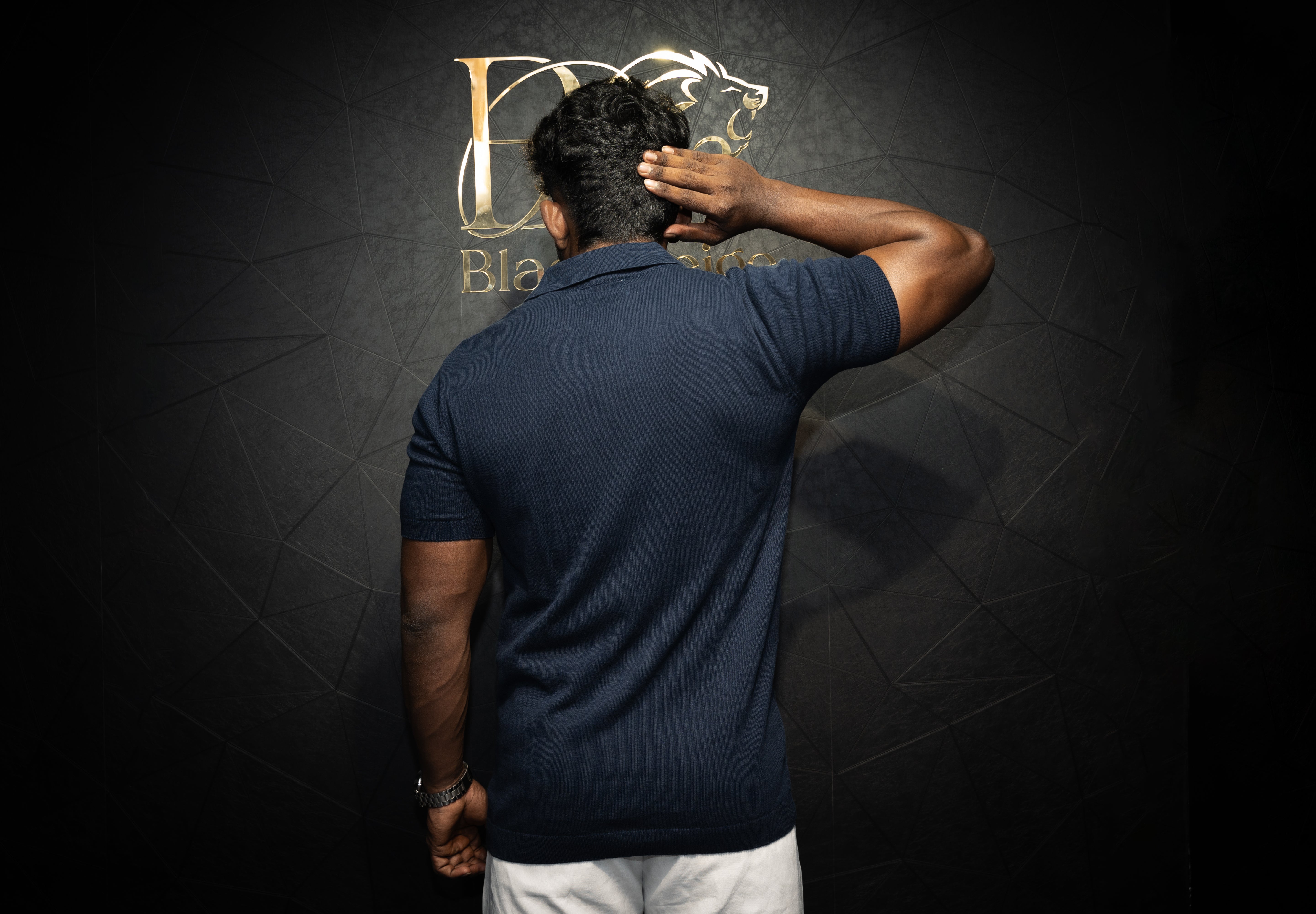 Premium Textured Polo T shirt with Zip | Pure cotton | Half sleeve | Navy Blue