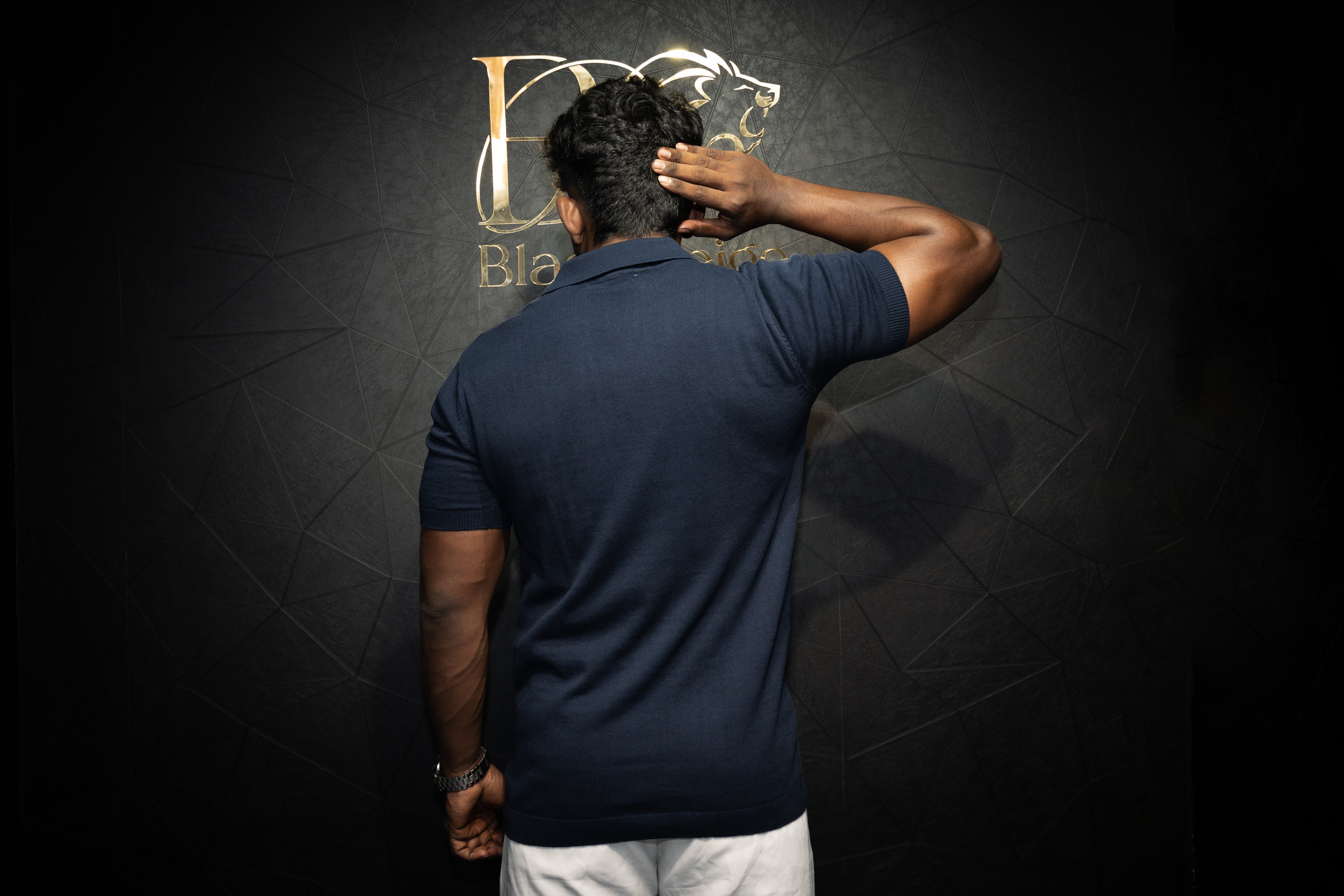 Premium Textured Polo T shirt with Zip | Pure cotton | Half sleeve | Navy Blue
