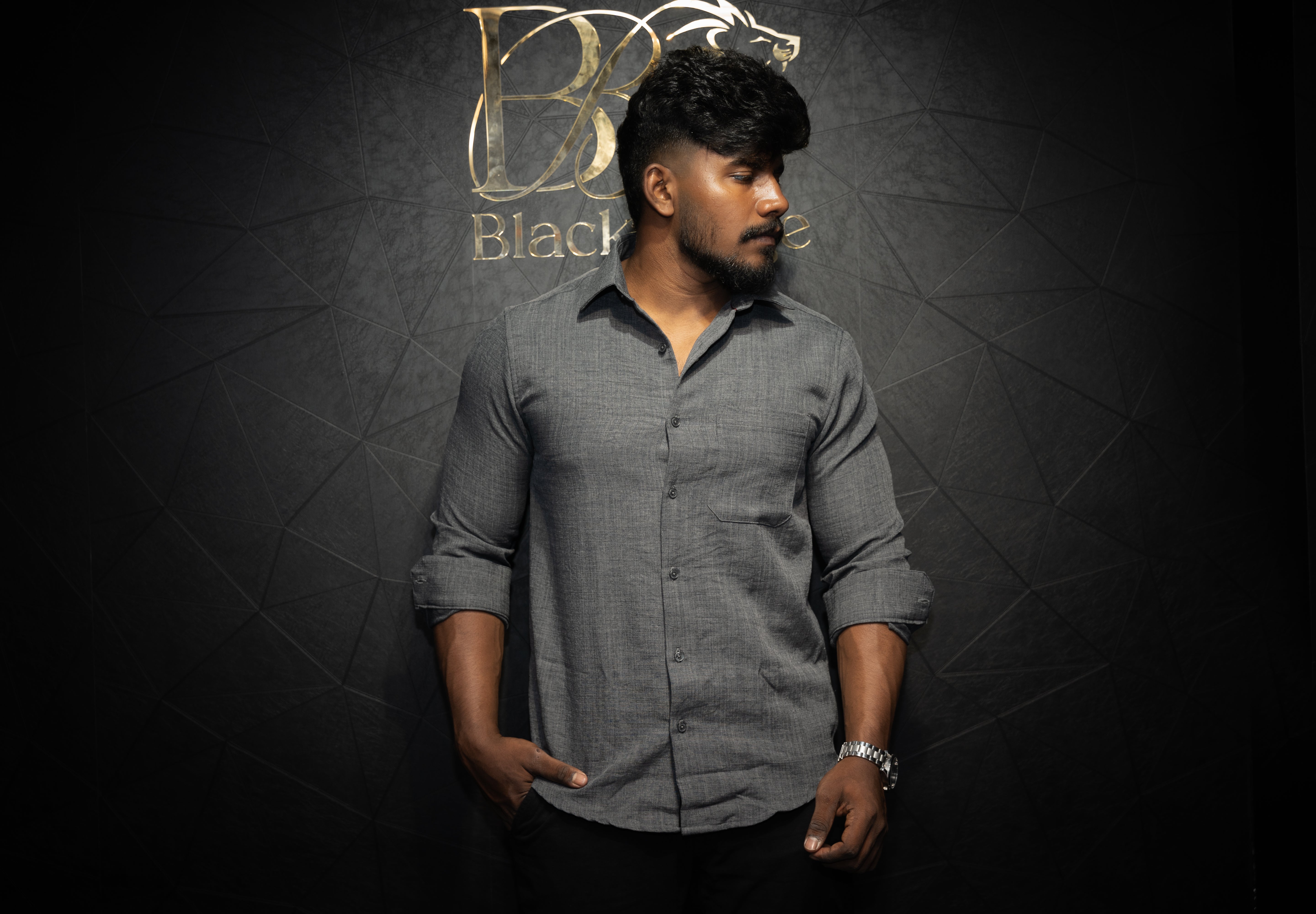 Premium Men's Formal Linen Shirt - Regular fit | Plain | Full Sleeve | Elephant Grey