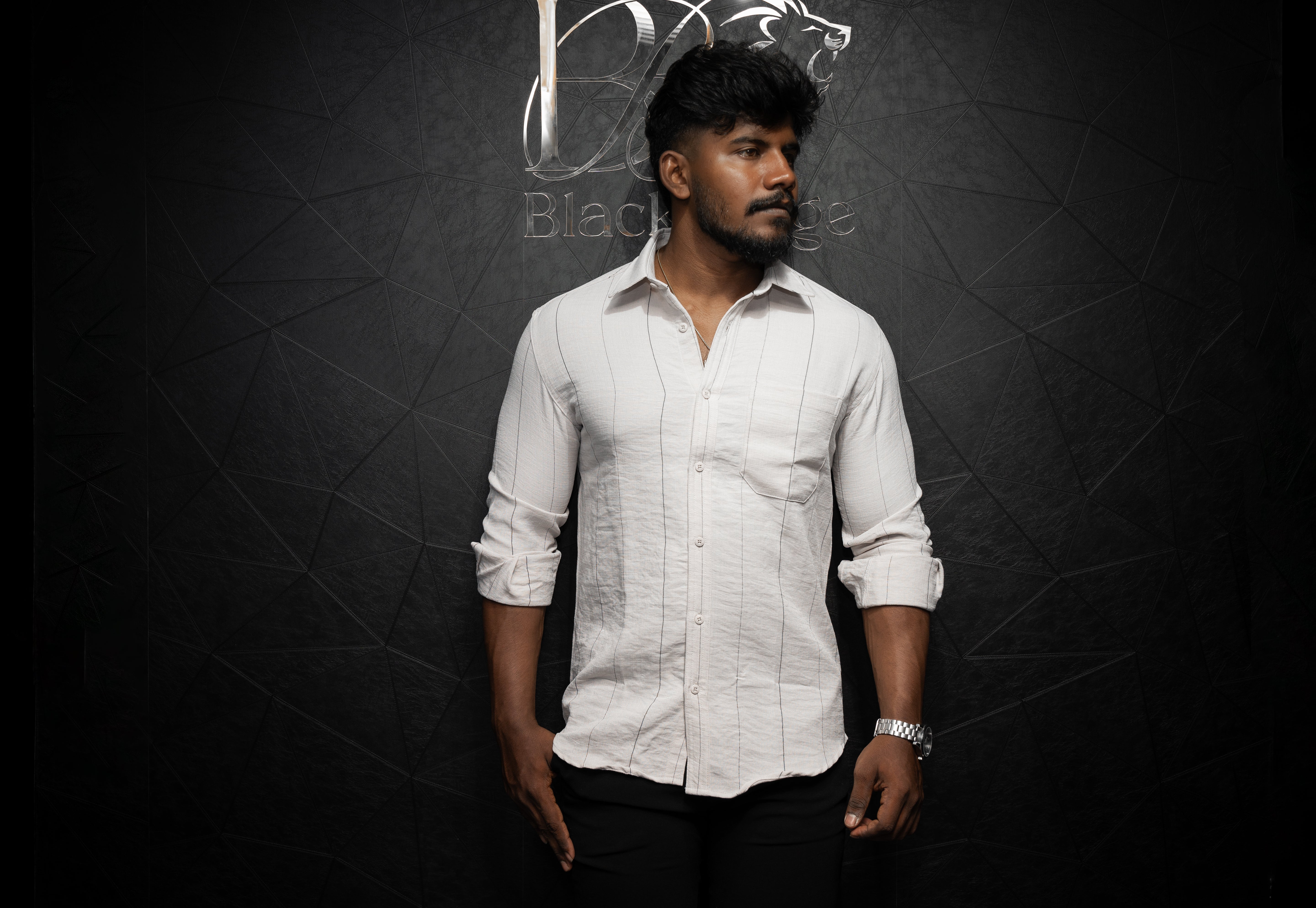 Premium Men's Linen Casual Shirt | Strips | Full Sleeve | Half White