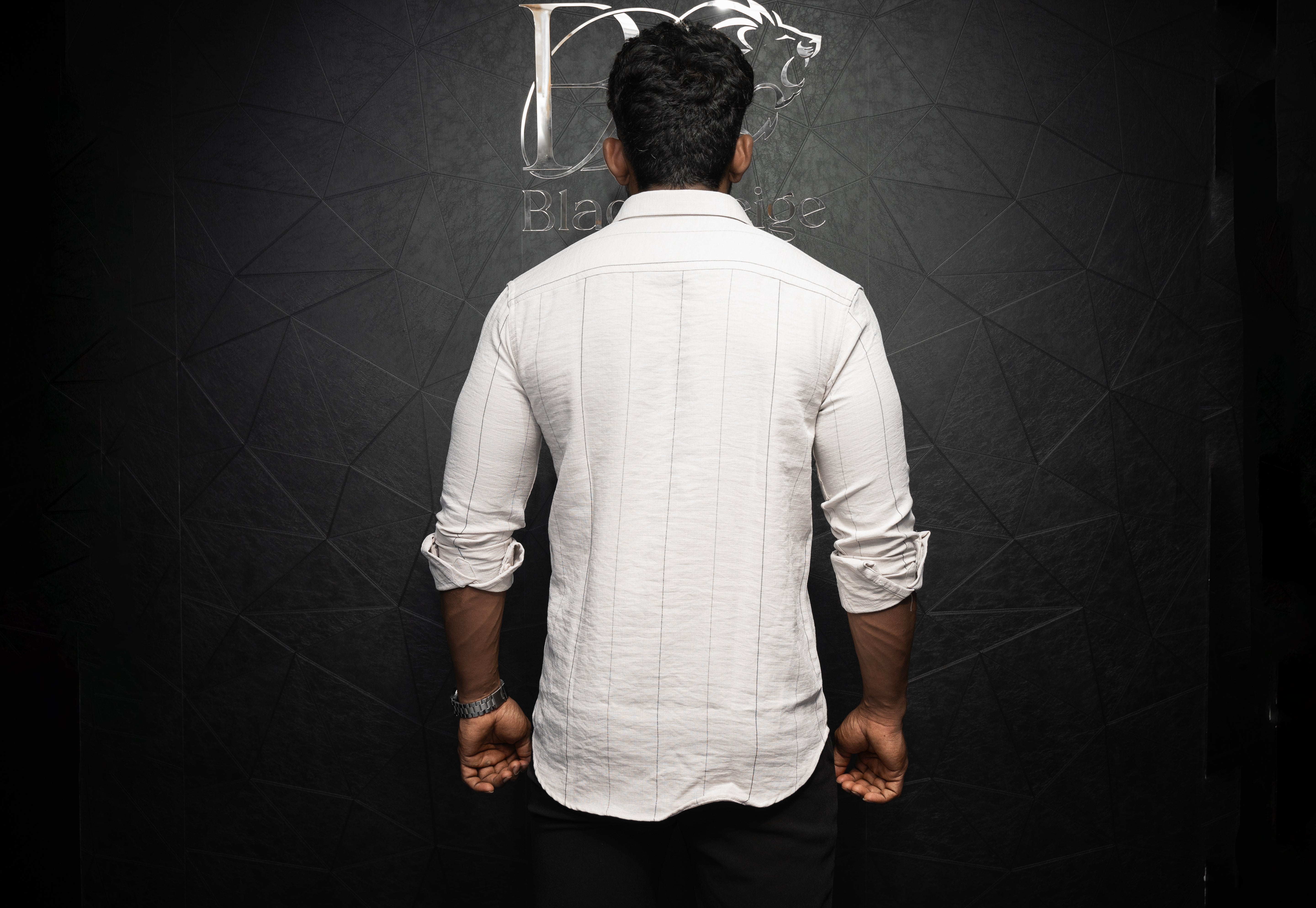 Premium Men's Linen Casual Shirt | Strips | Full Sleeve | Half White