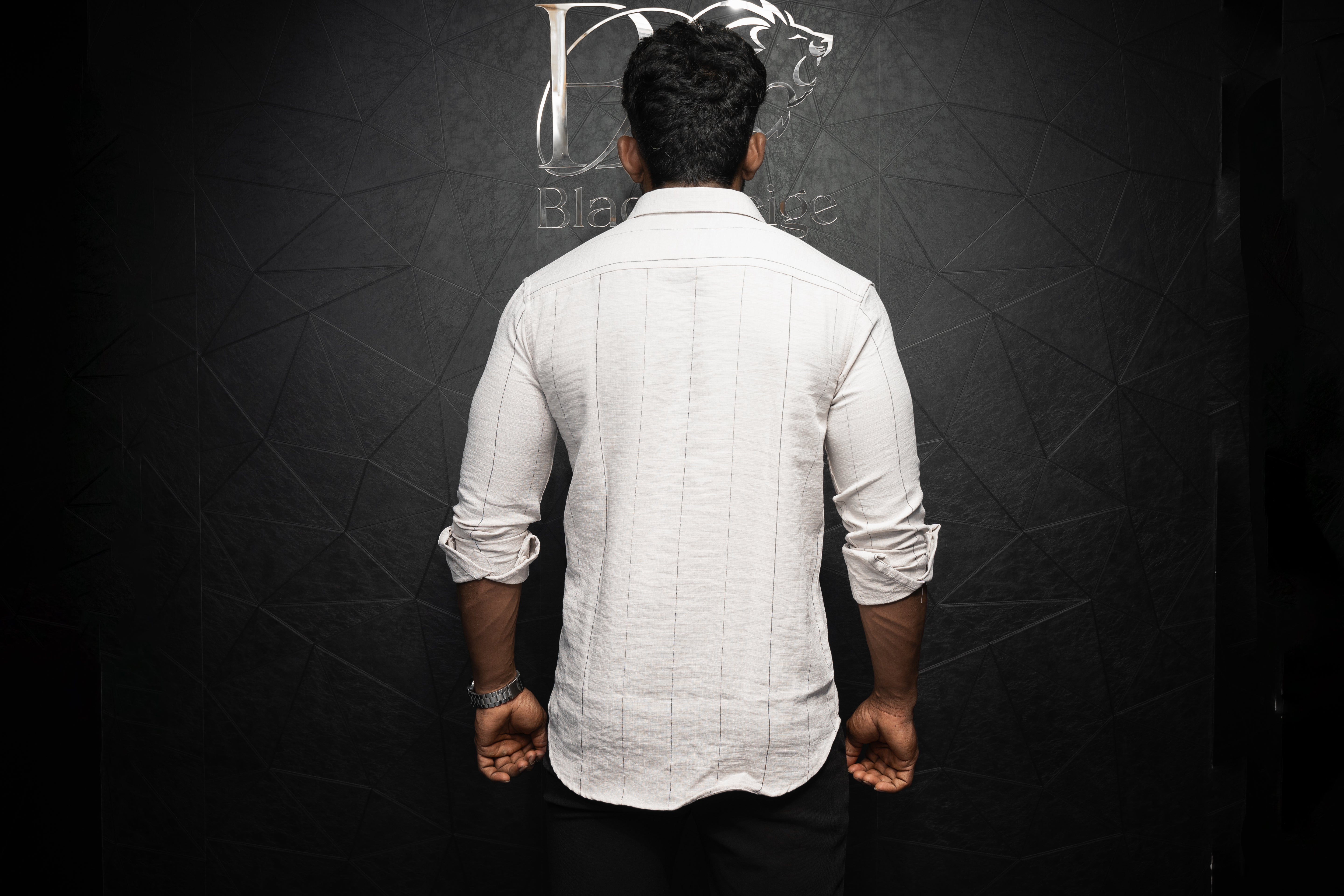 Premium Men's Linen Casual Shirt | Strips | Full Sleeve | Half White