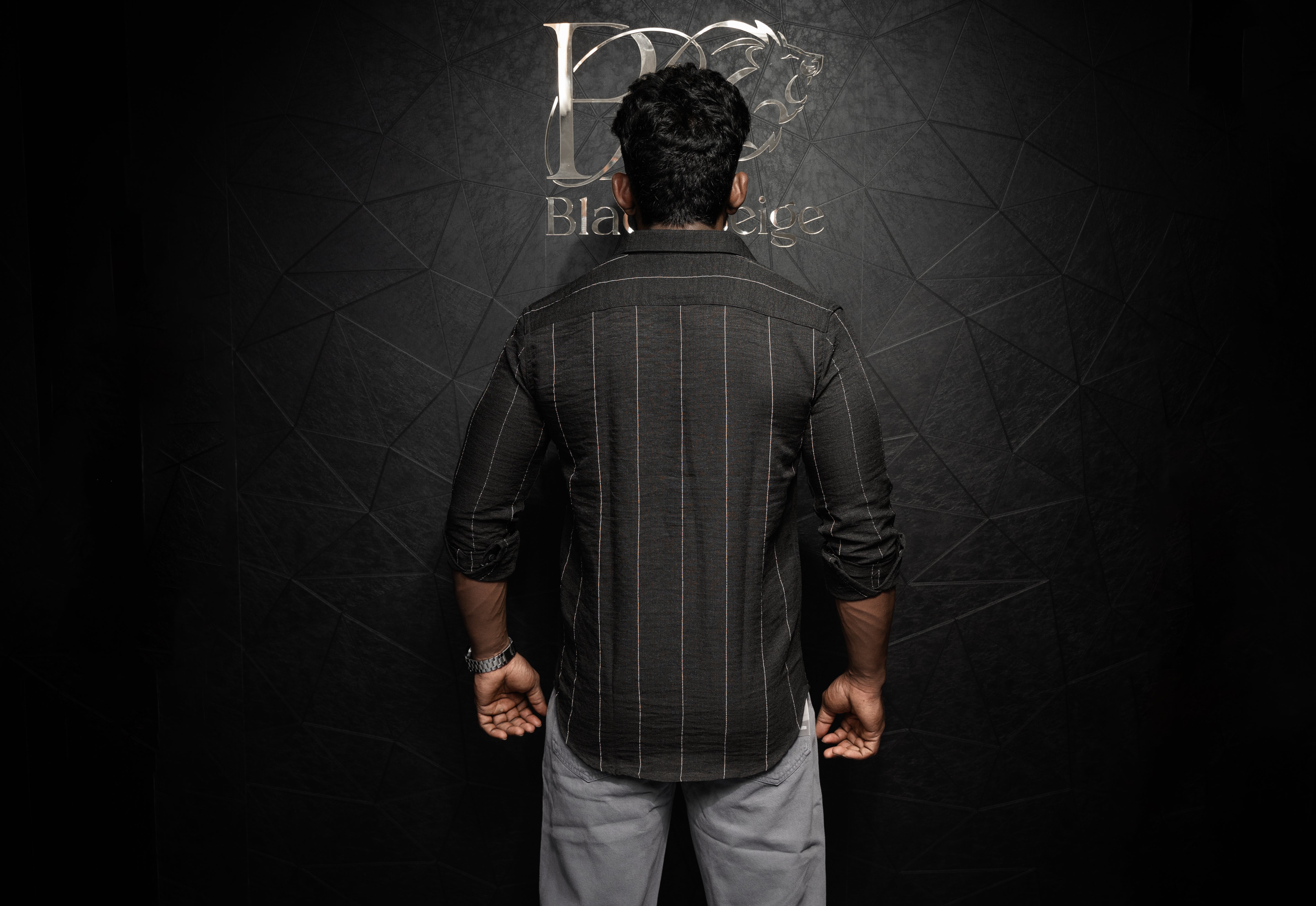 Premium Men's Linen Casual Shirt | Strips | Full Sleeve | Black