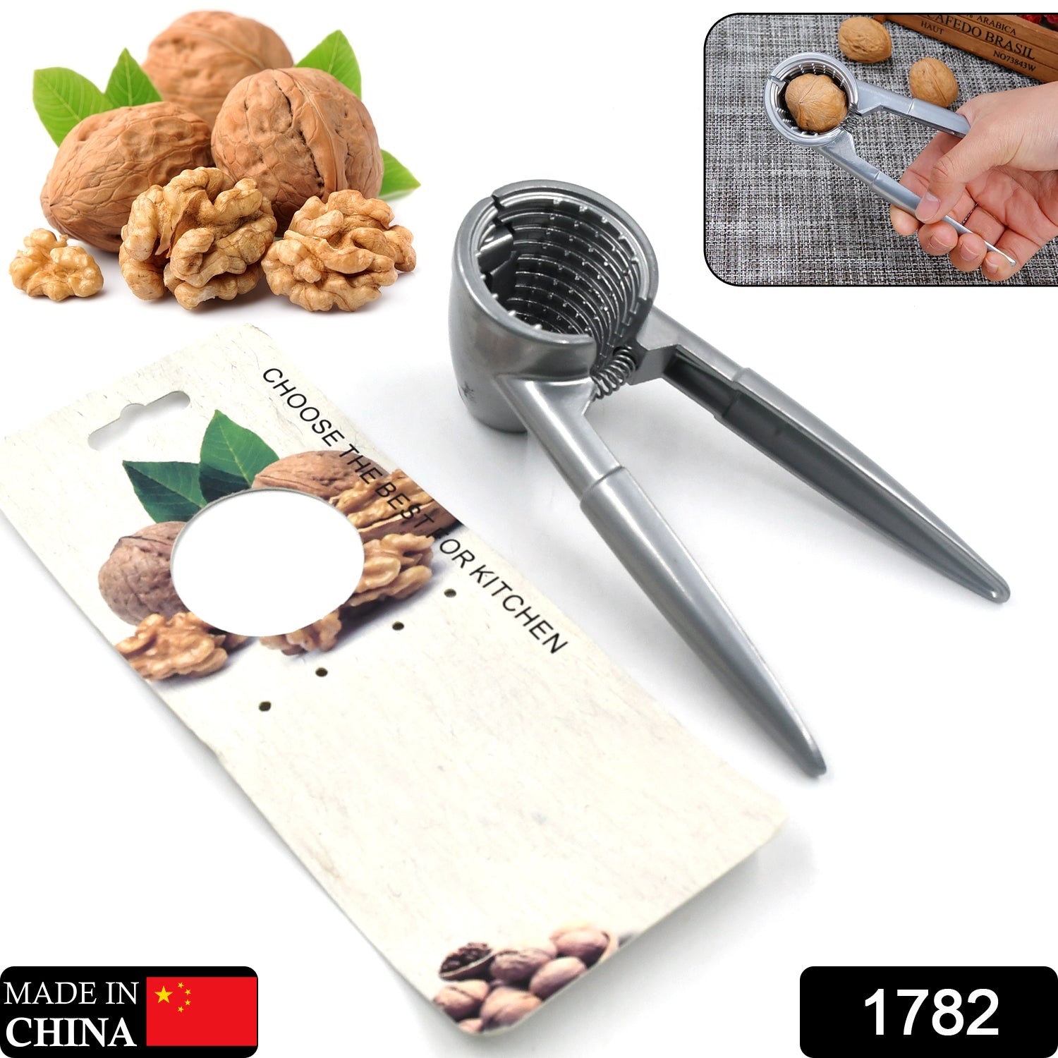 Walnut Cracker Luxury Die Cast Stainless Alloy Nut Cutter Walnut Clamp Plier Portable Smart Walnut Akhrot Pincers Bottle Opener For Pecans Almonds Brazil Nuts