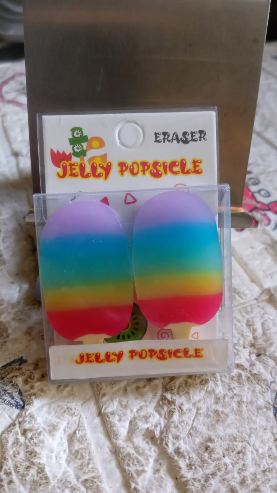 Jelly Popsicle Shape Fancy  Stylish Erasers Mini Eraser Creative Cute Novelty Eraser For Children Eraser Set For Return Gift Birthday Party School Prize (2 Pc Set)