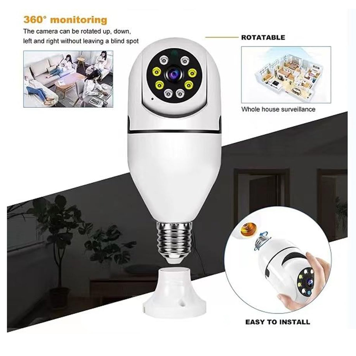 Pro Fisheye 360 Degree Panoramic Wireless Wifi Ip Cctv Security Camera (Pack Of 1)