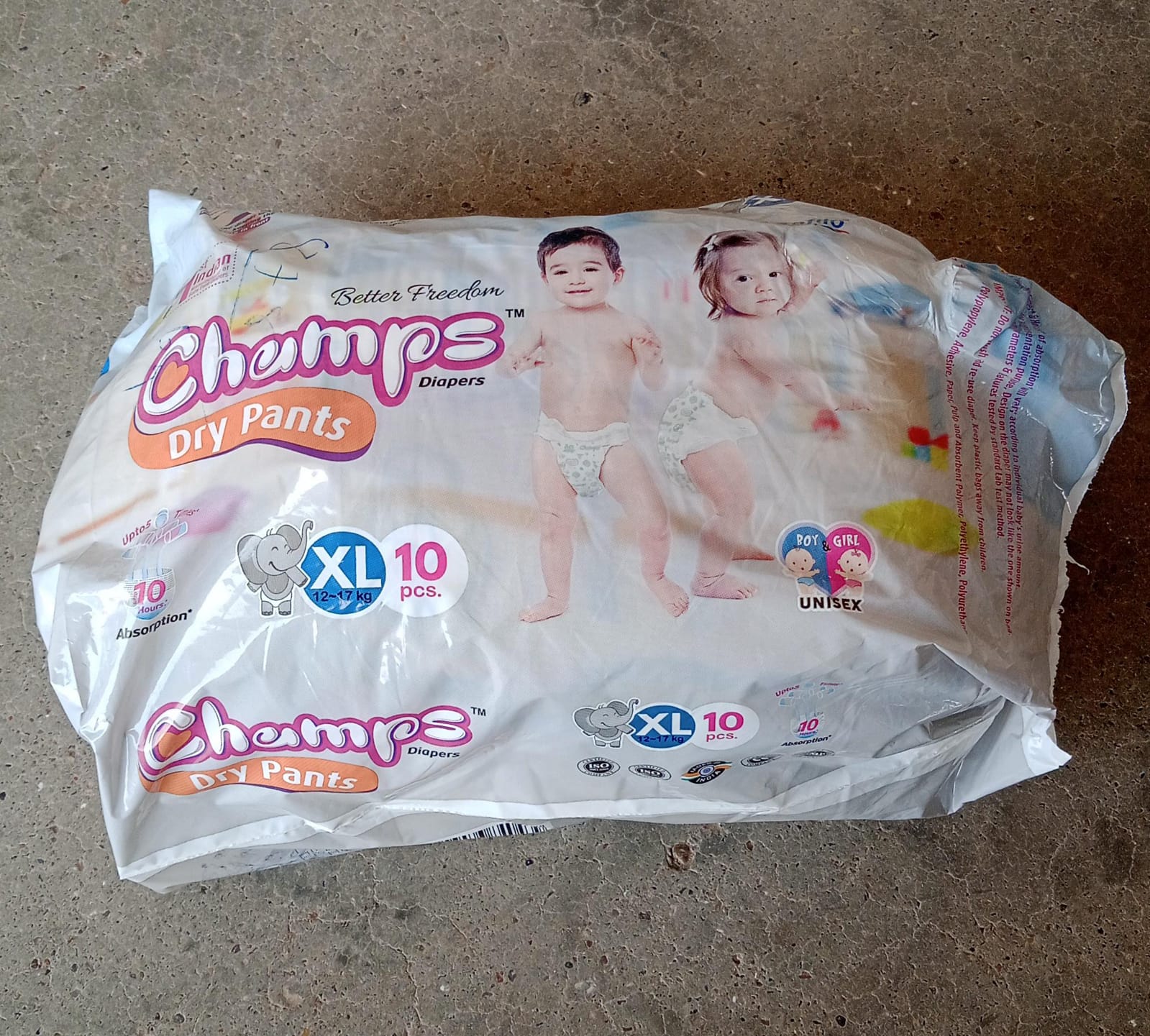 Baby Diaper High Absorbent Pant Diapers  Champs Soft And Dry Baby Diaper Pants Xl  10 Pcs (Extra Large  Xl10 Pieces)