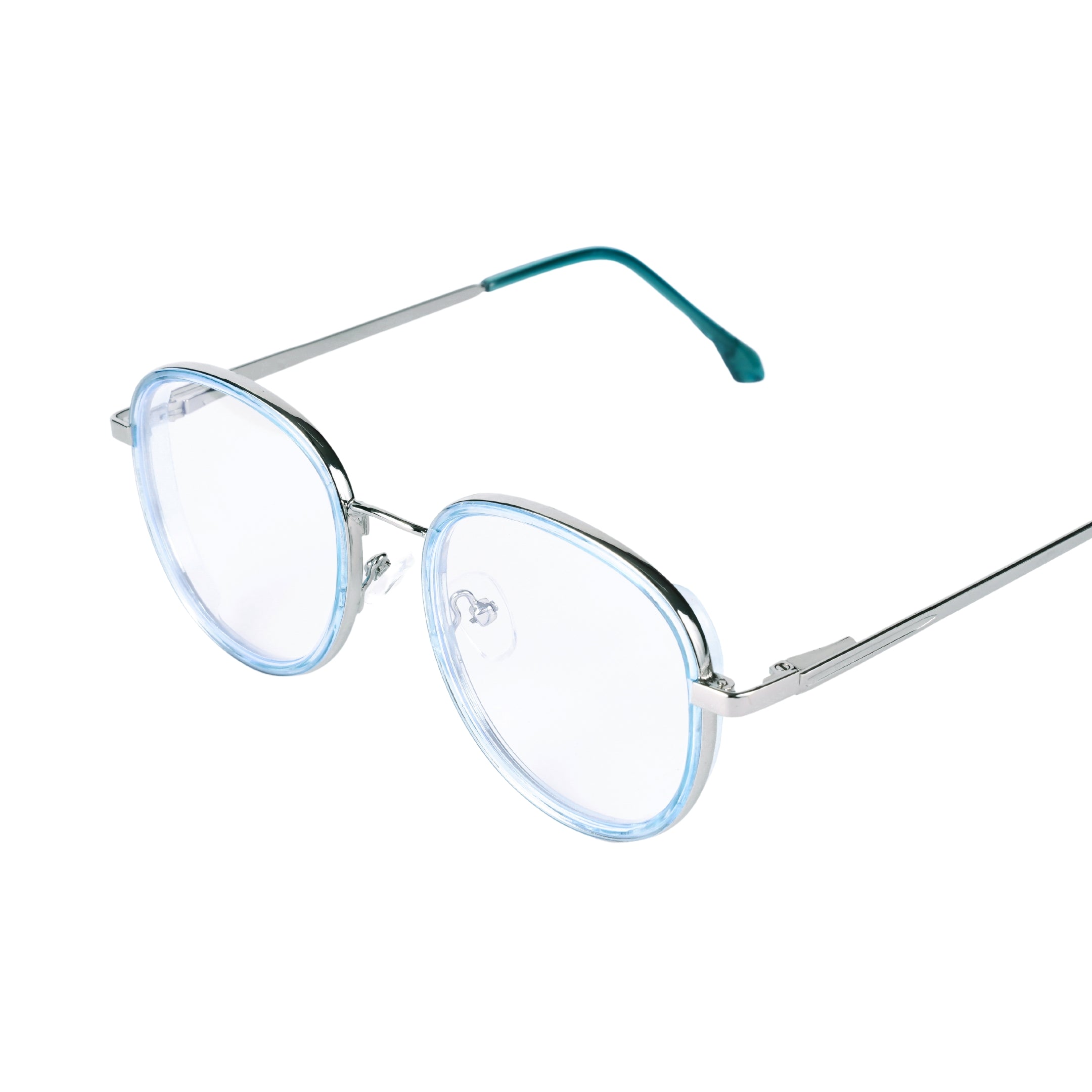 PREMIUM Blue Light Blocking Amber Glasses |  UNISEX| Anti Glare UV Protection |  Stylish Blue Rim with Metallic Steel Frame