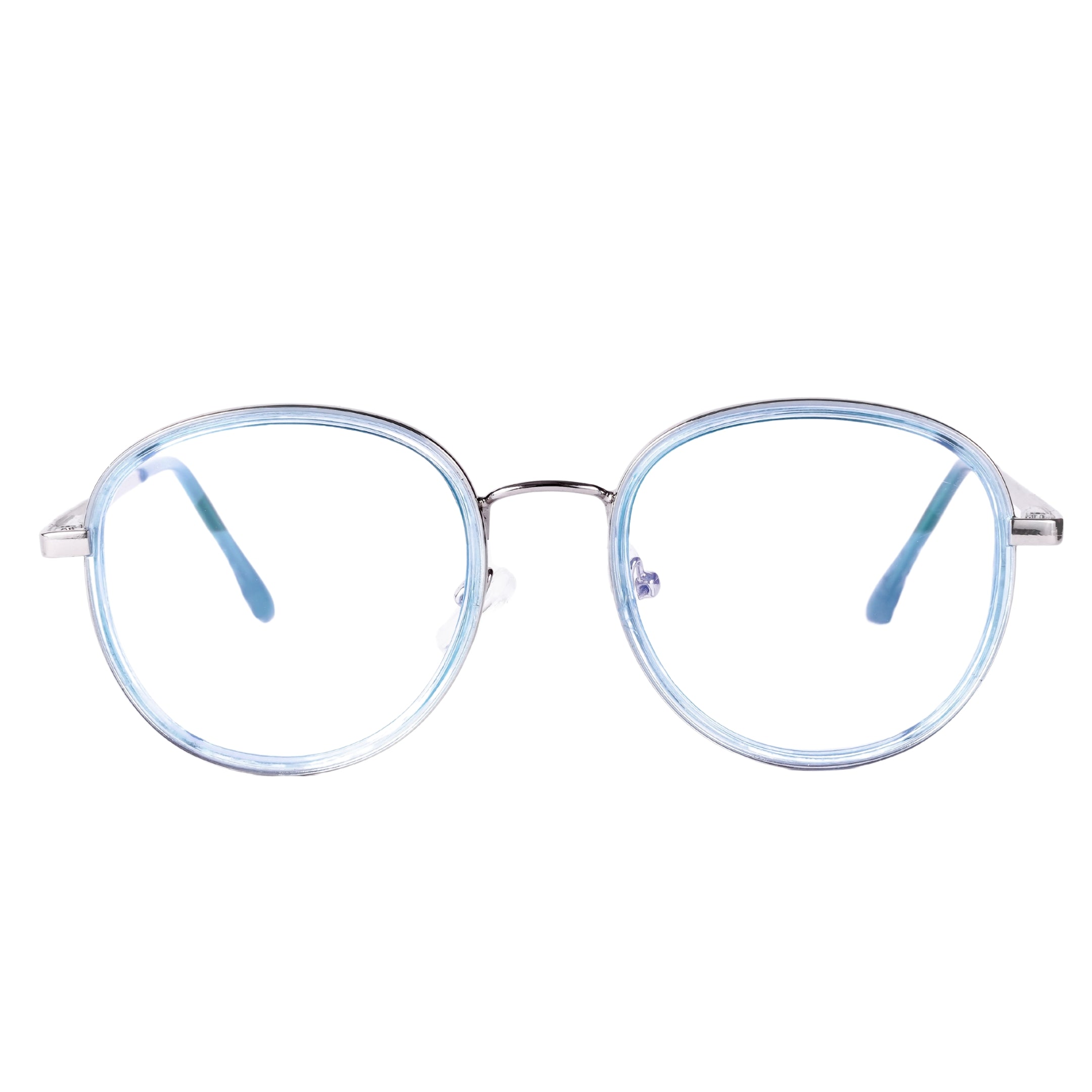 PREMIUM Blue Light Blocking Amber Glasses |  UNISEX| Anti Glare UV Protection |  Stylish Blue Rim with Metallic Steel Frame