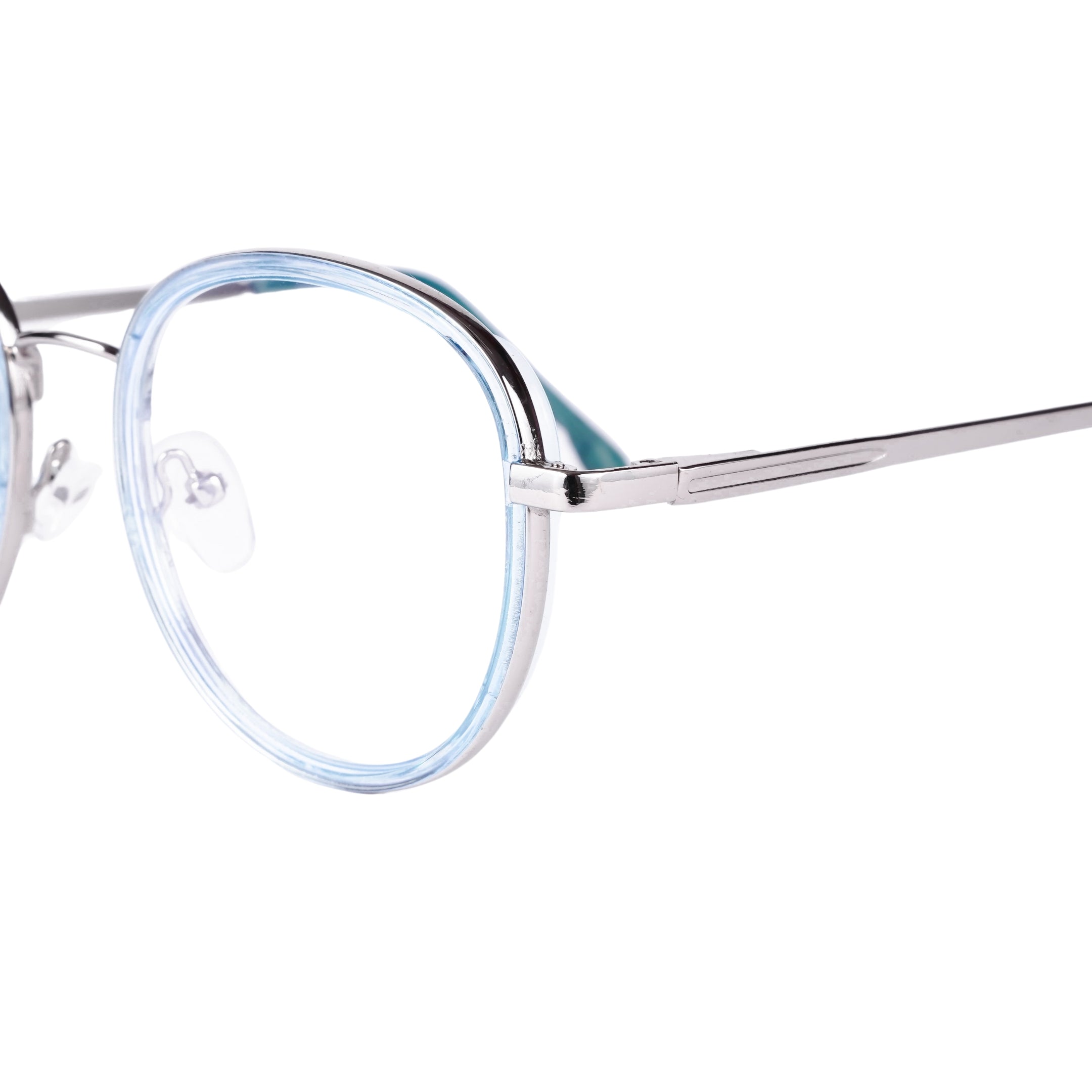 PREMIUM Blue Light Blocking Amber Glasses |  UNISEX| Anti Glare UV Protection |  Stylish Blue Rim with Metallic Steel Frame