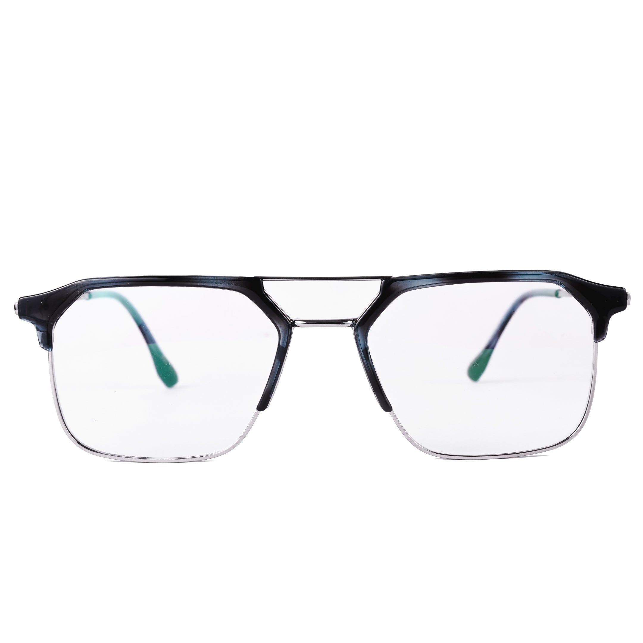 PREMIUM Blue Light Blocking Glasses for Men's |  Anti Glare UV Protection |  Stylish Glossy Selver Half Rim with Metalic steel frame