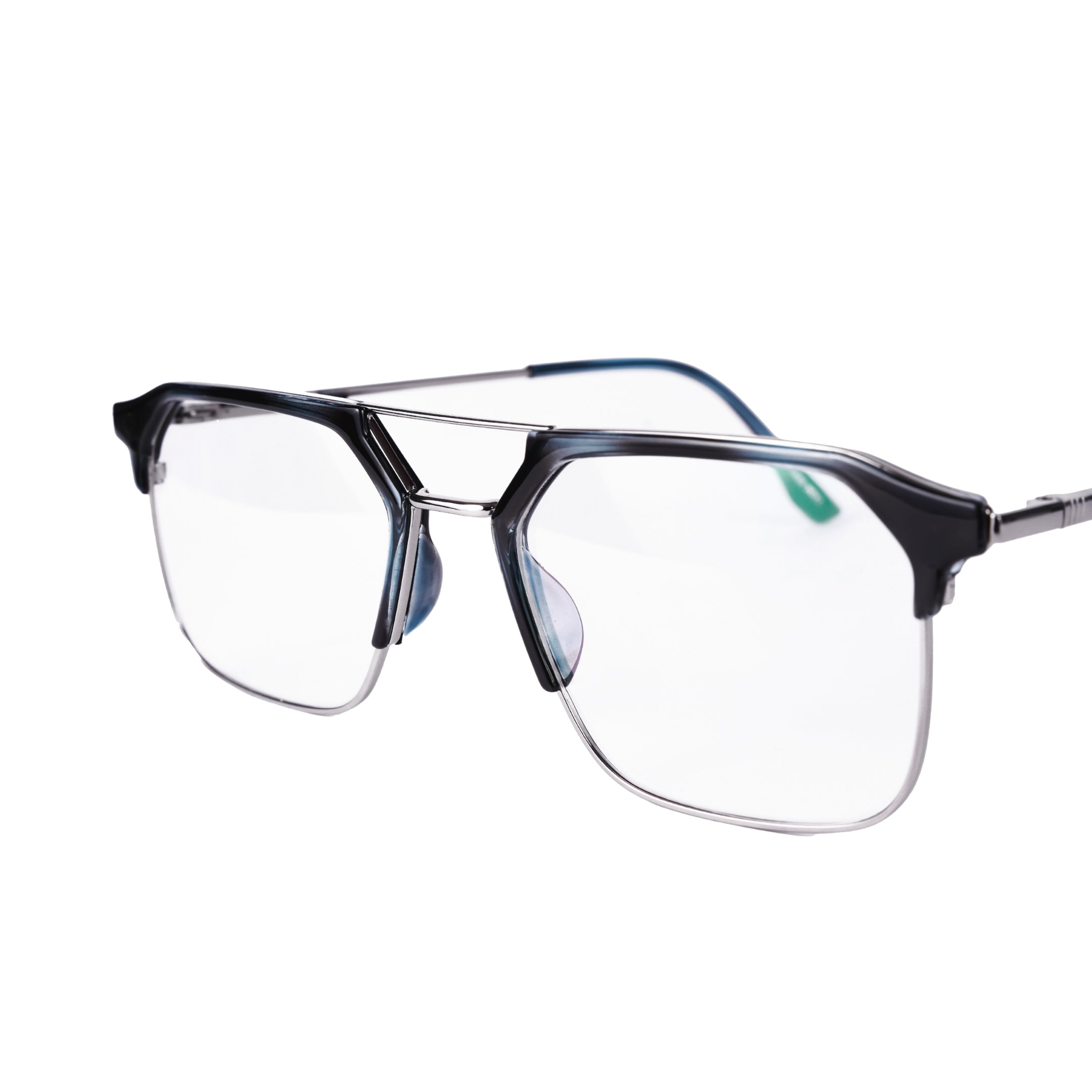PREMIUM Blue Light Blocking Glasses for Men's |  Anti Glare UV Protection |  Stylish Glossy Selver Half Rim with Metalic steel frame
