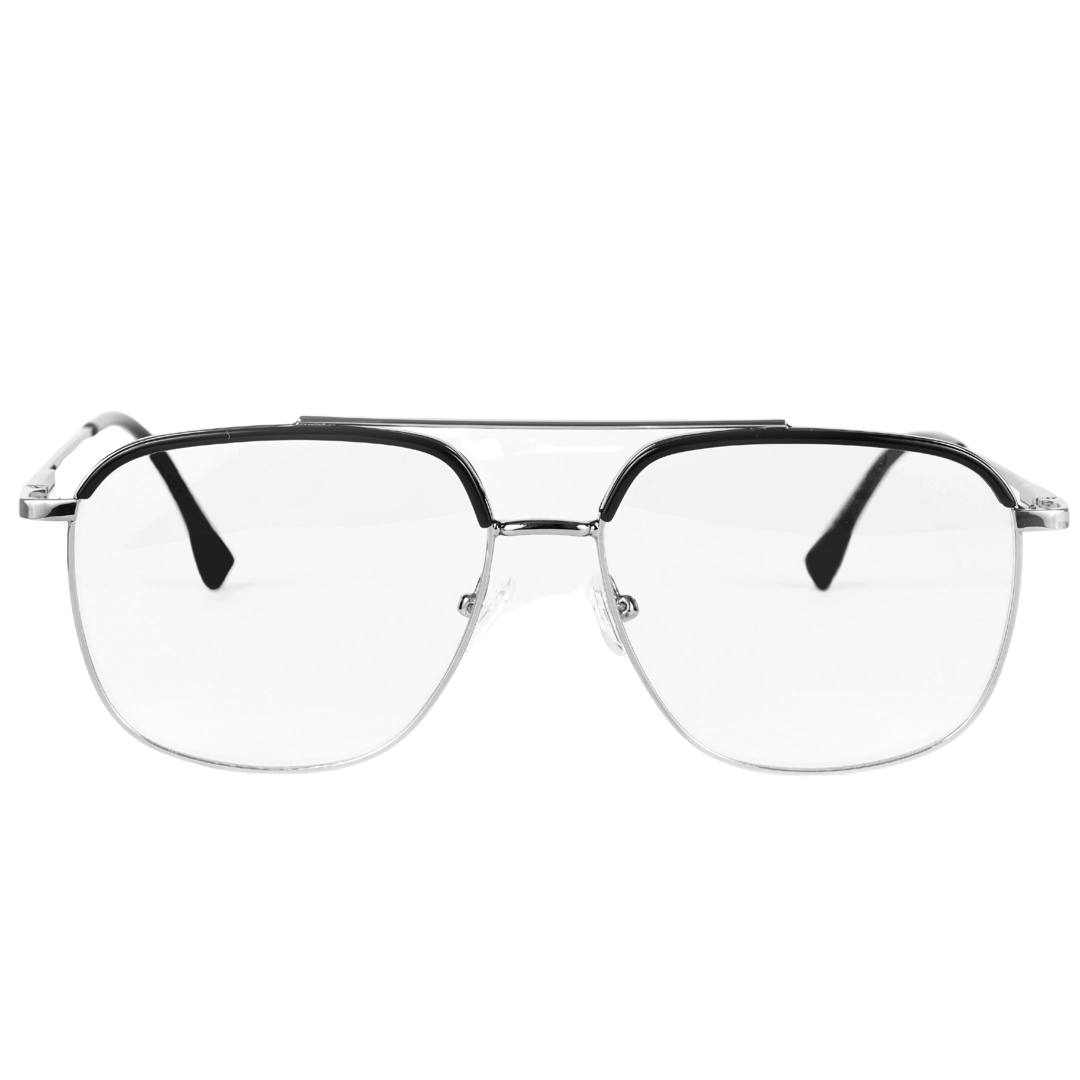PREMIUM Blue Light Blocking Glasses |  UNISEX Anti Glare UV Protection | Stylish BLACK Rim with SILVER metallic steel frame