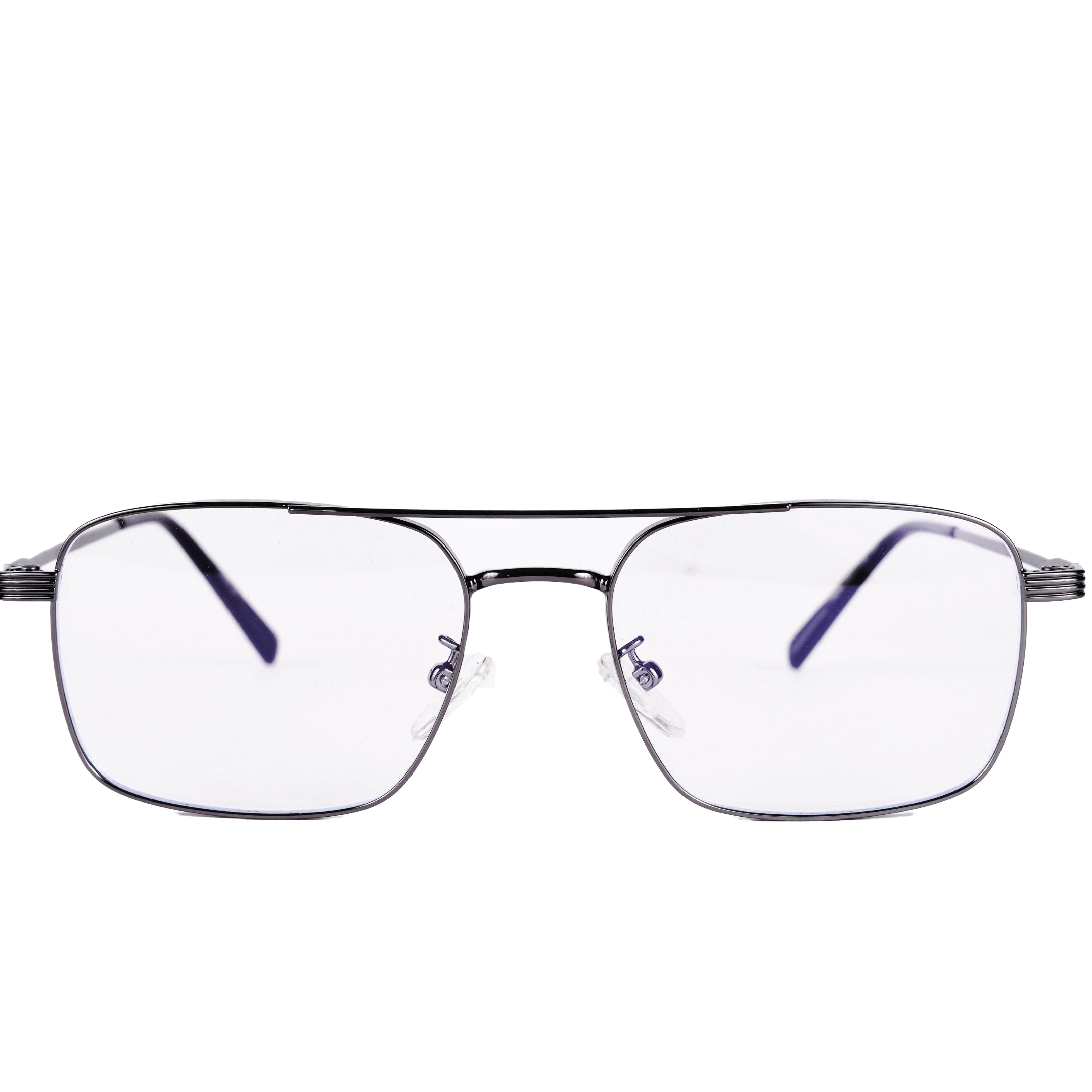 PREMIUM Blue Light Blocking Glasses |  UNISEX Anti Glare UV Protection |  Stylish BLACK rim with SILVER metallic steel frame