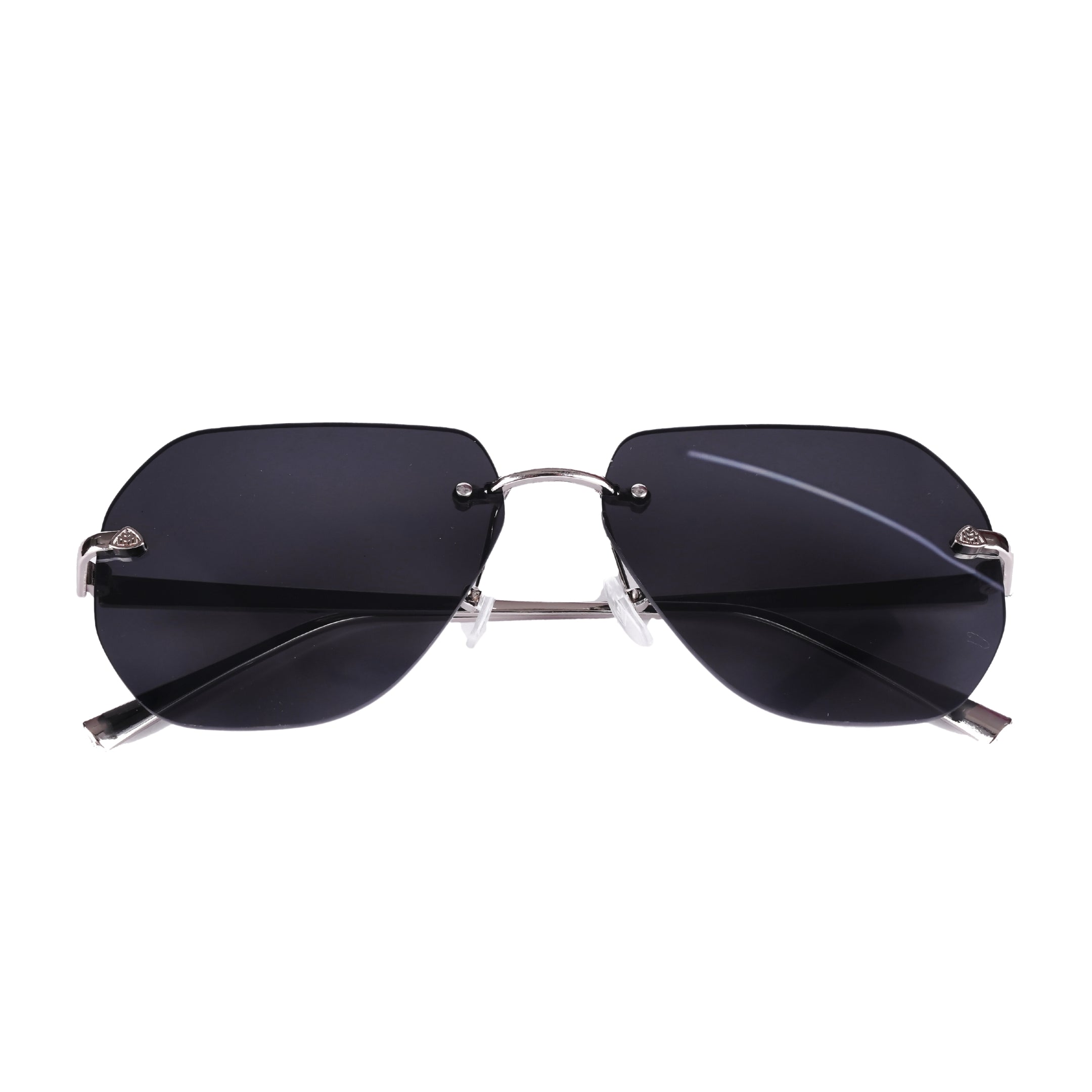 Velocity Stylish Round Sunglass |  Silver Metallic frame with Black Lens |  UV Protection | Durable and Lightweight Design