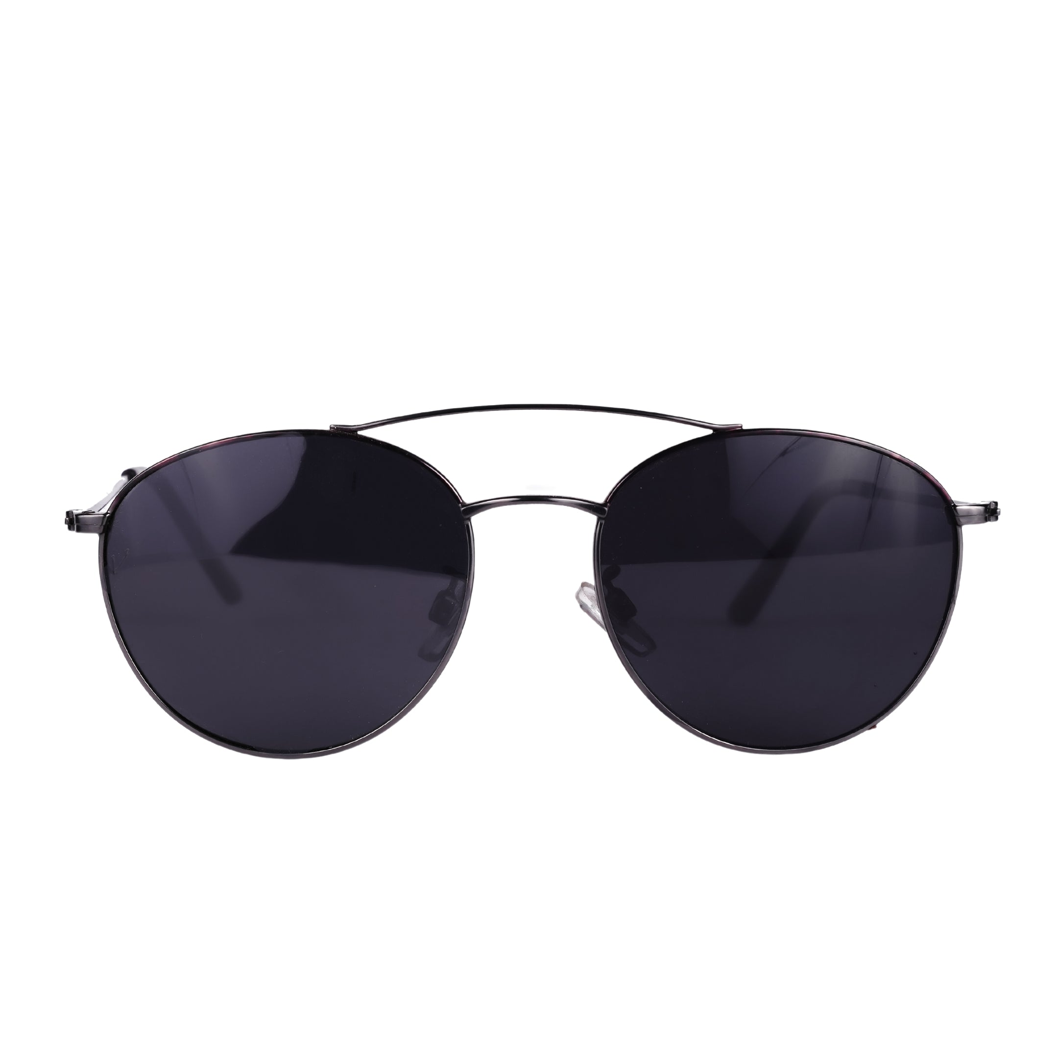 Velocity Stylish Round Sunglass |  Black Metallic frame & Black Lens |  UV Protection |  Durable and Lightweight Design