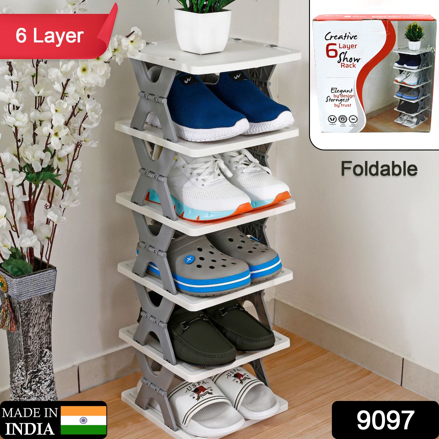 Smart Shoe Rack With 6 Layer Shoes Stand Multifunctional Entryway Foldable  Collapsible Door Shoe Rack Free Standing Heavy Duty Plastic Shoe Shelf Storage Organizer Narrow Footwear Home