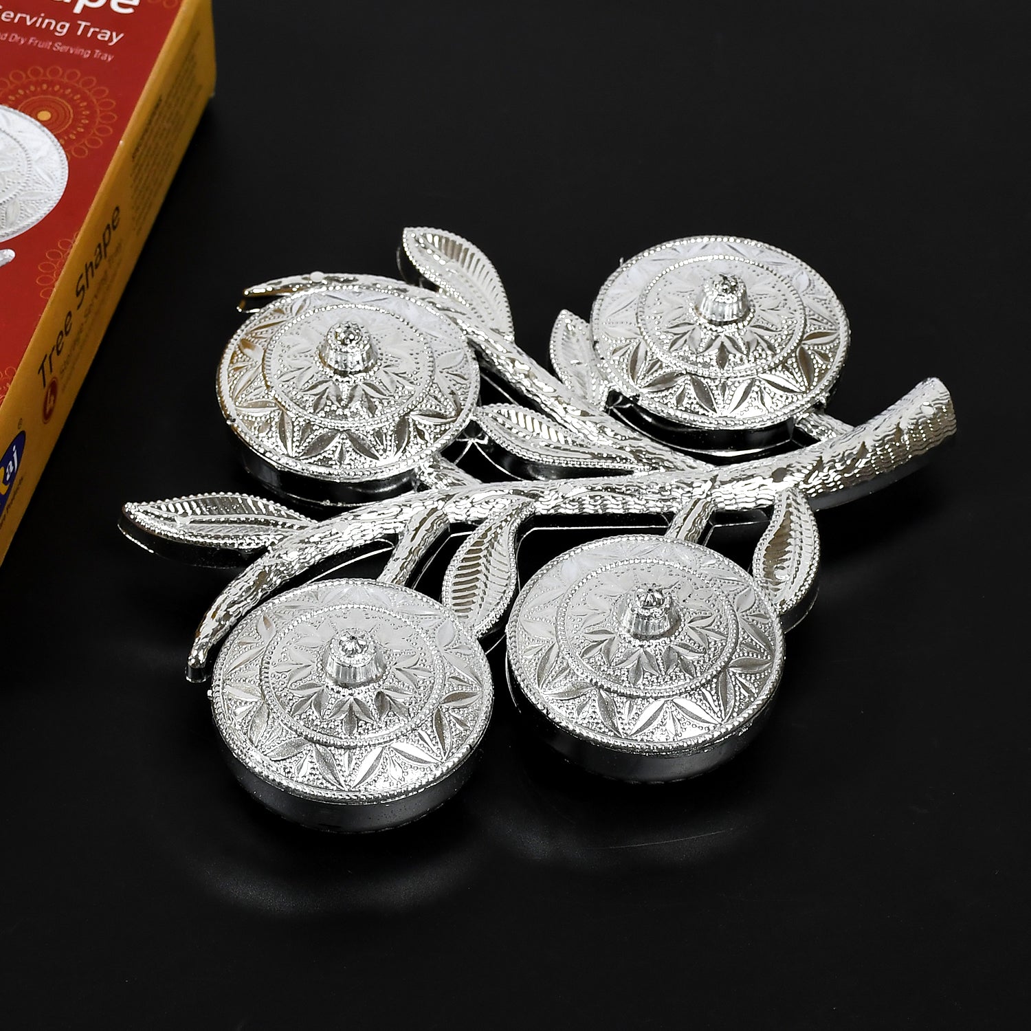 Tree Shape 4 Compartment Mukhwas Dani Serving Tray For Home  Kitchen Use