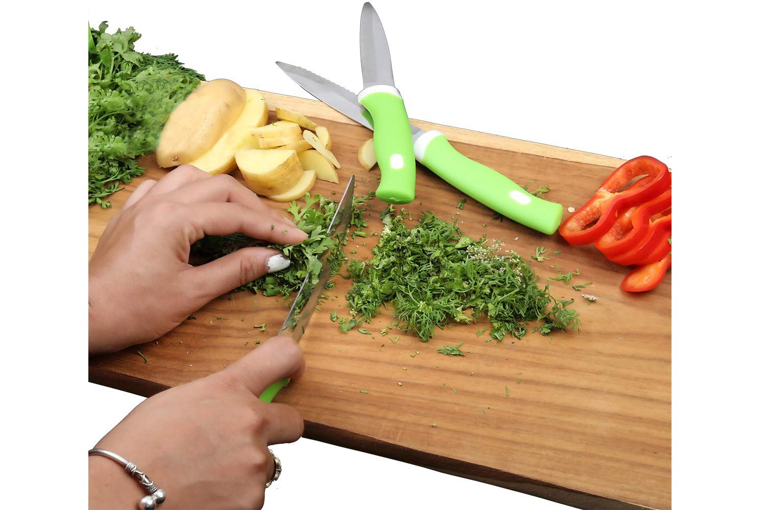 Stainless Steel Knife  Peeler Set With Stand - 6 Pcs