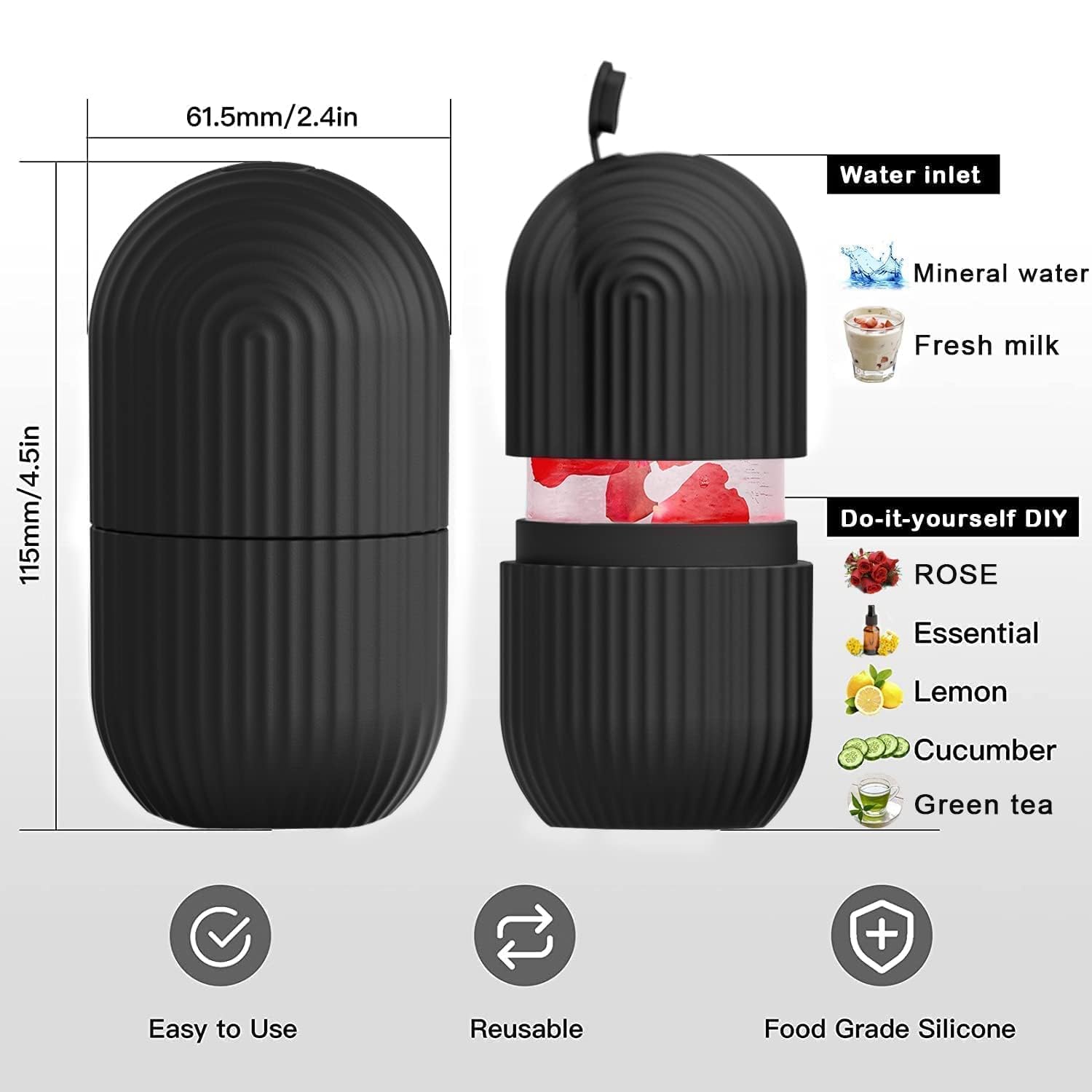 Face Ice Roller  Ice Roller For Face  Ice Roller For Face Massager  Face Ice Treatment Reduce Face Swelling And Under Eye Puffiness (Black)