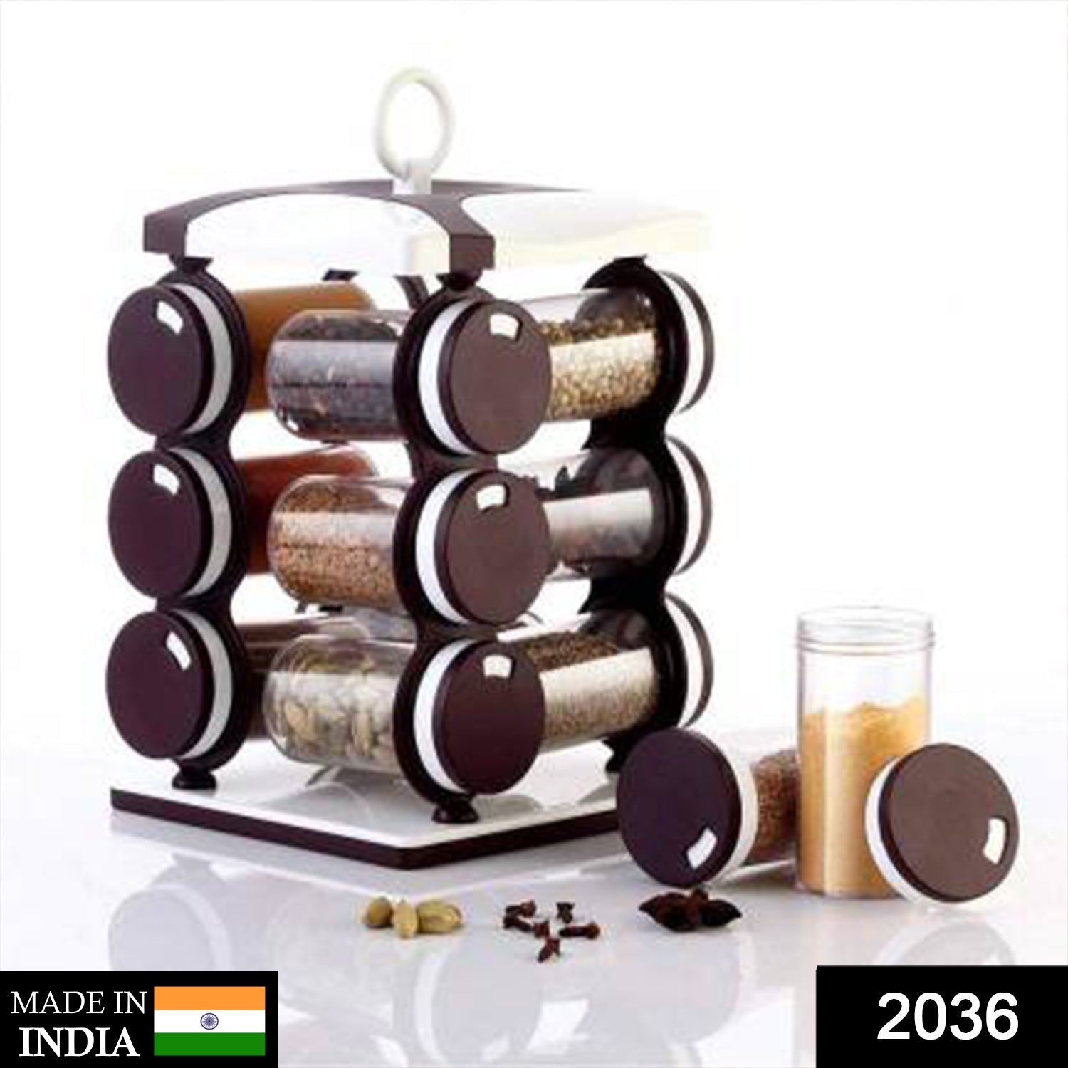Spice Jar Set - Food Grade Plastic 12pcs Spice Jar (Brown Box)