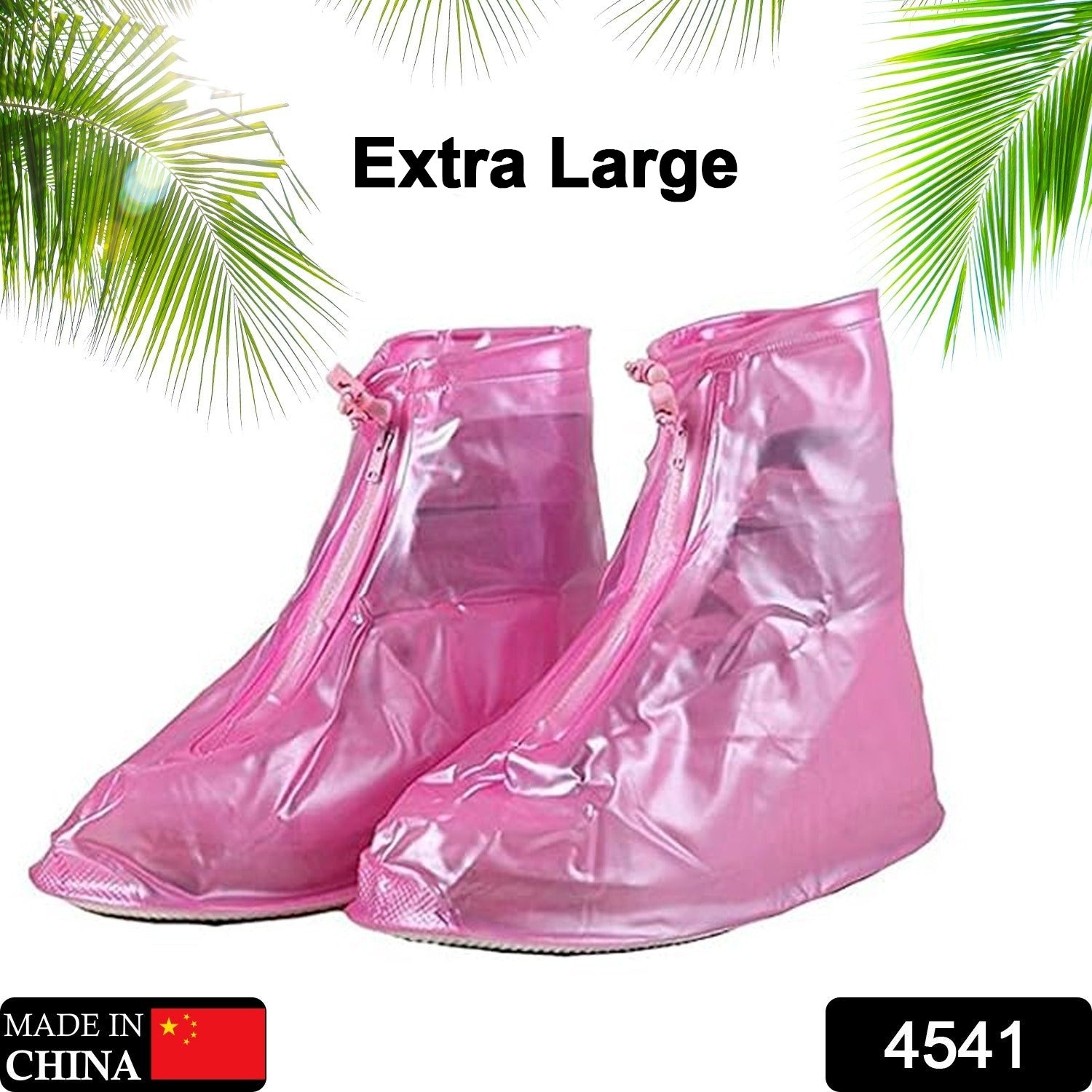 Plastic Shoes Cover Reusable Anti-slip Boots Zippered Overshoes Covers Pink Transparent Waterproof Snow Rain Boots For Kidsadult Shoes For Rainy Season (L Size1 Pairs)