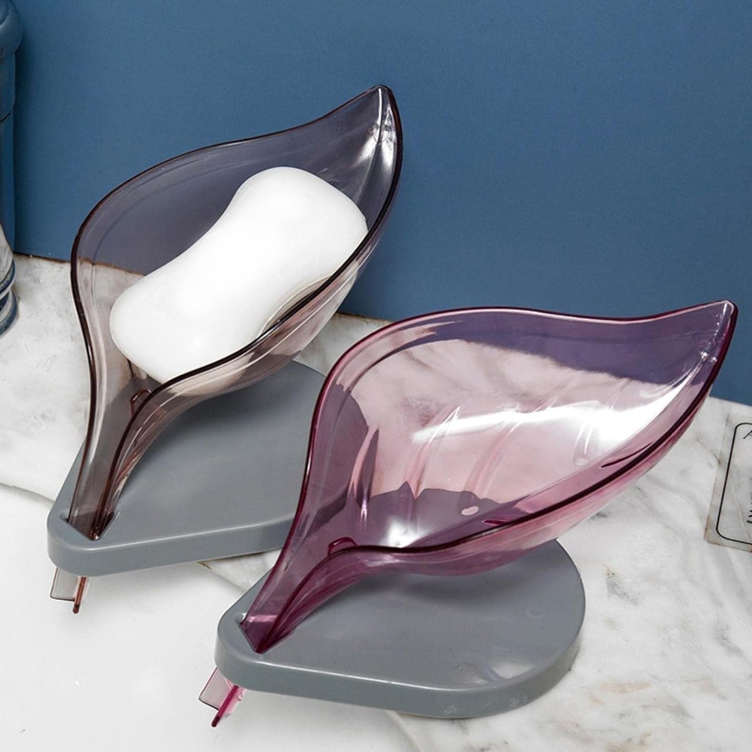 Soap Tray Self Draining Leaf Soap Box Storage Soap Box Rack Leaf Laundry Soap Box With Suction Cup Suitable For Bathroom And Kitchen Plastic Tray Rack (1 Pc)