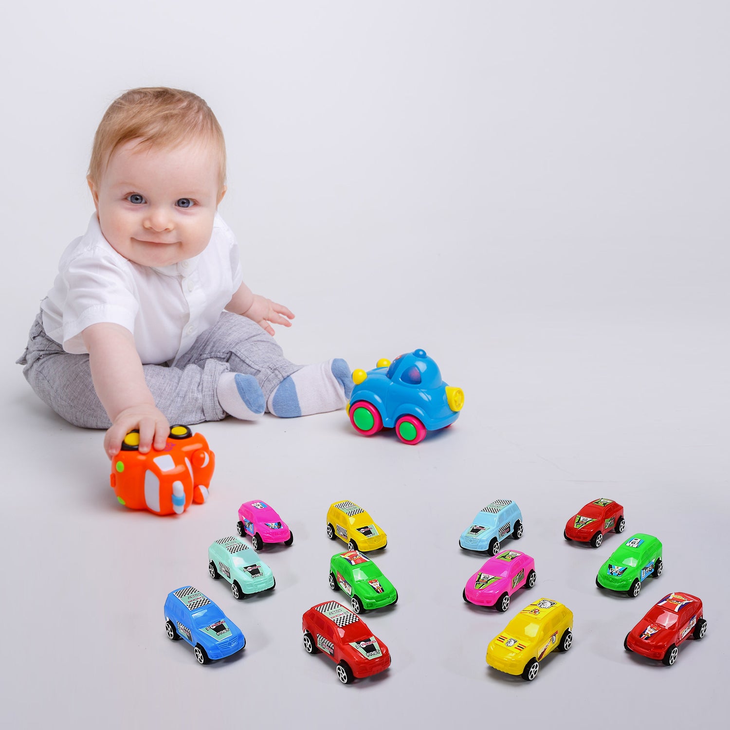 Super City Car Racer Toy For Boys And Girls Pull Push Vehicle Car (Set Of 12pcs)  (Multicolor)