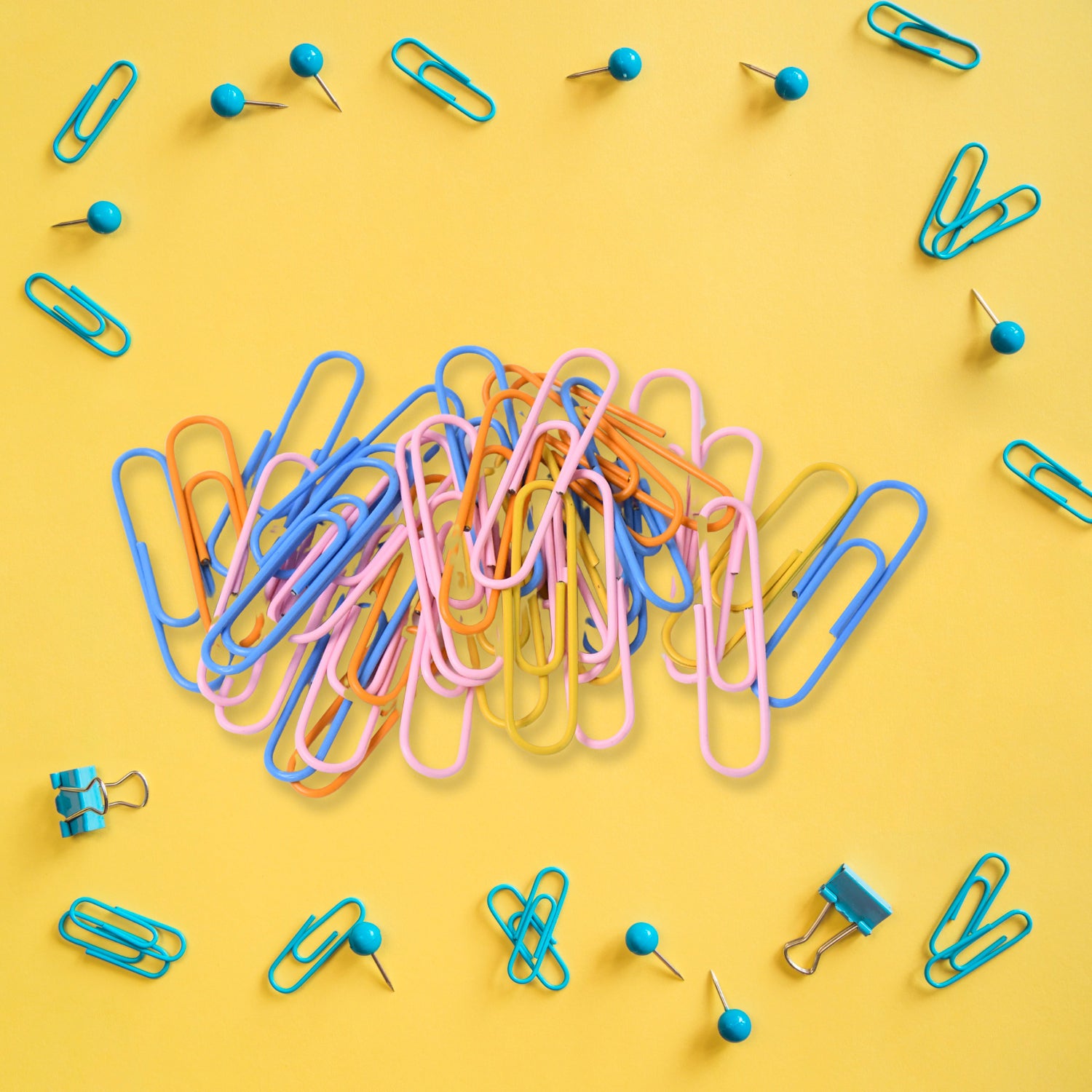 Binder Clips Paper Clips Push Pins For Office And School Supplies (68 Pcs Set)