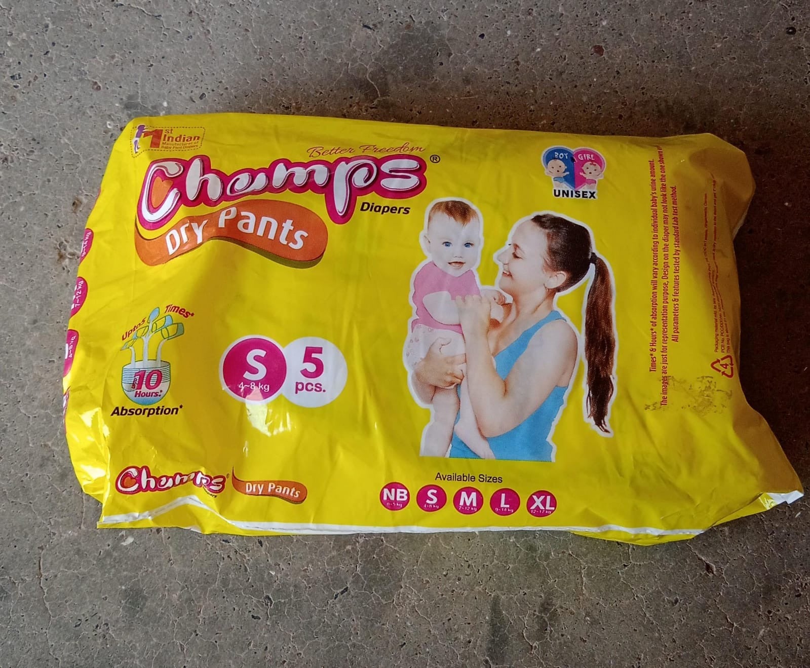Small  Champs Dry Pants Style Diaper- Small Best For Travel  Absorption Champs Baby Diapers Champs Soft And Dry Baby Diaper Pants (S5 Pcs )