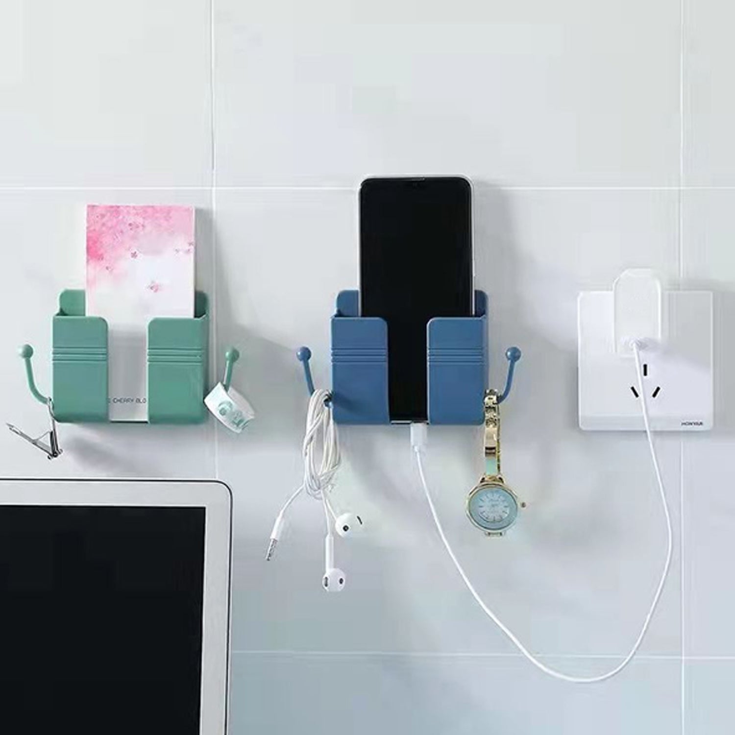 1 Pc Wall mount Mobile Stand With Hook Design Used In All Kinds Of Places Including Household And Many More As A Hanging Support For Cloths And Stuffs Purposes.