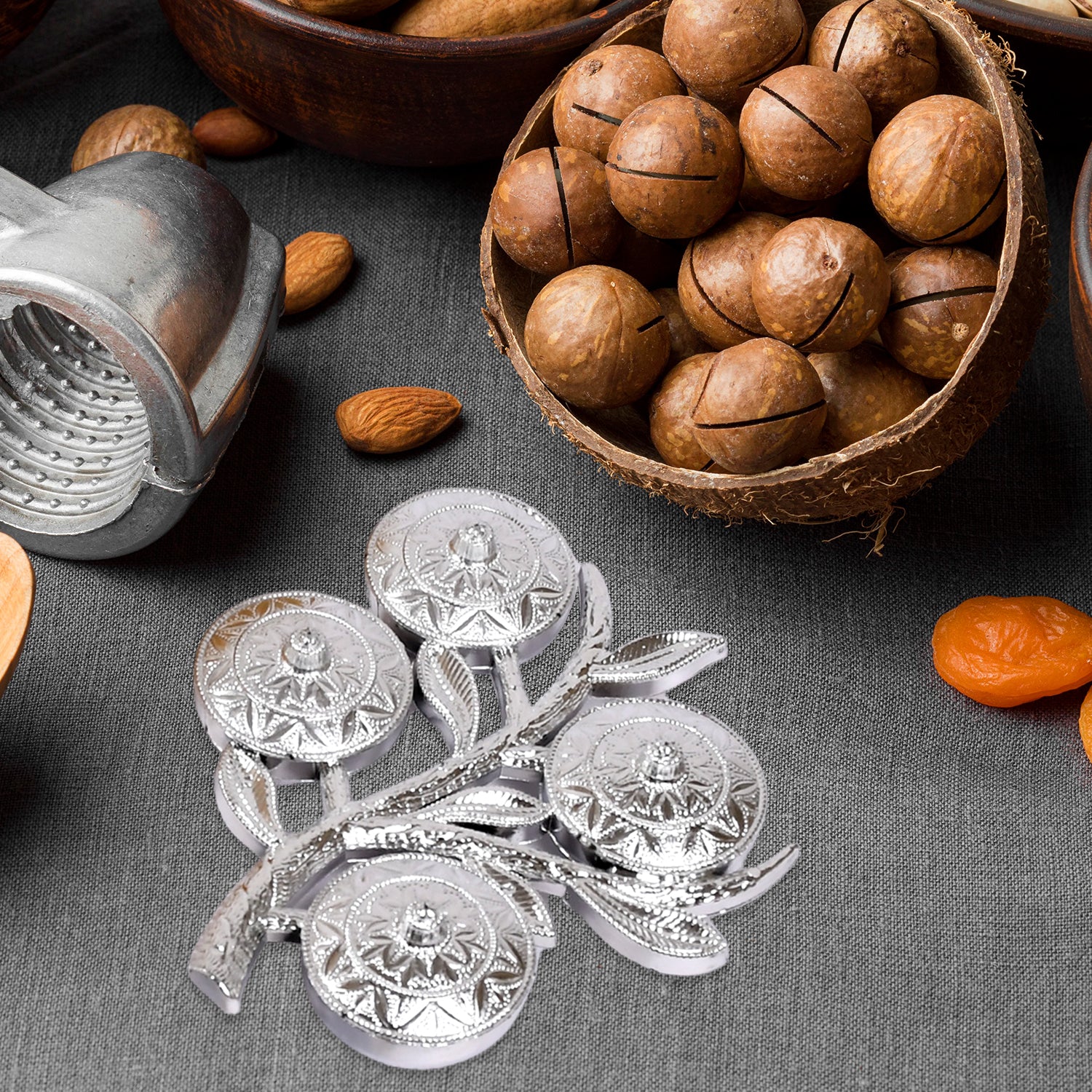 Tree Shape 4 Compartment Mukhwas Dani Serving Tray For Home  Kitchen Use