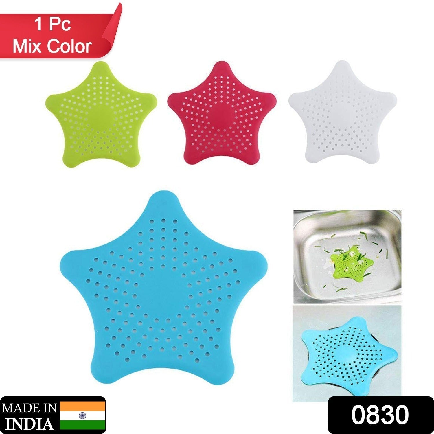 Star Shape Suction Cup Kitchen Bathroom Sink Drain Strainer Hair Stopper Filter Star Shaped Sink Filter Bathroom Hair Catcher Drain Strainers Cover Trap Basin(Mix Color 1 Pc)